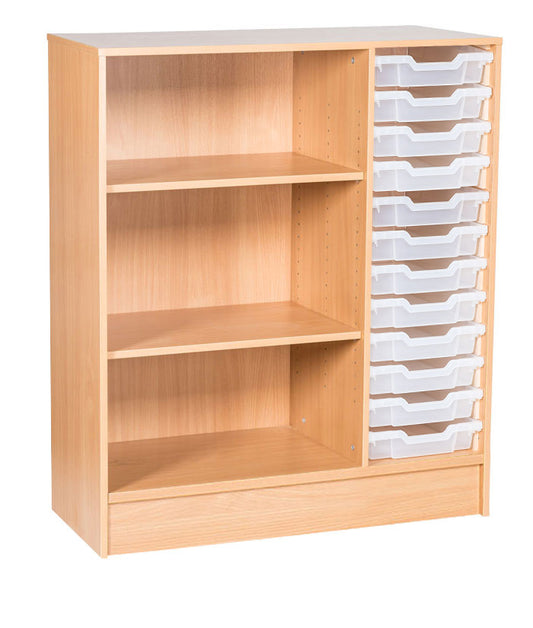 School 1107mm High - Static 12 Tray Triple Unit with Shelves