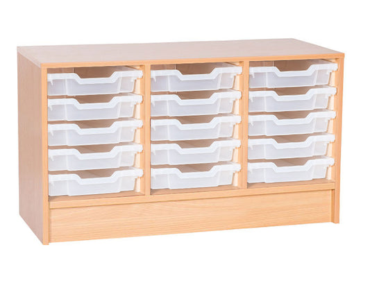School 533mm High - Triple Static Tray Unit with 15 Shallow Trays