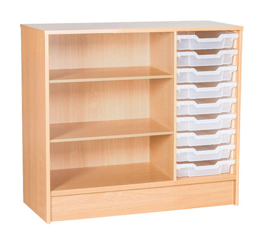 School 861mm High - Static 9 Tray Triple Unit with Shelves