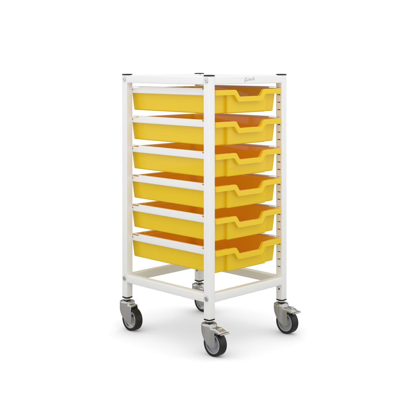 Gratnells Science Bench Height Single Trolley 6 Shallow Trays