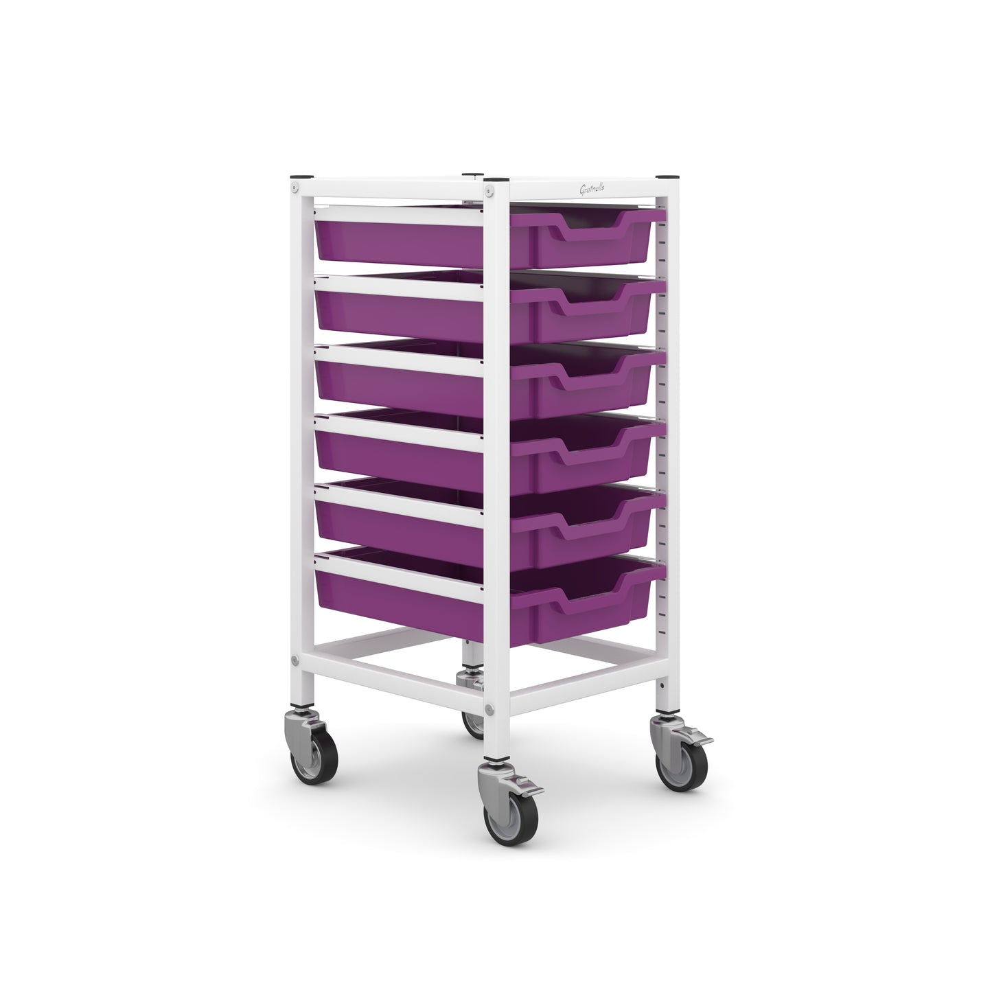 Gratnells Science Bench Height Single Trolley 6 Shallow Trays