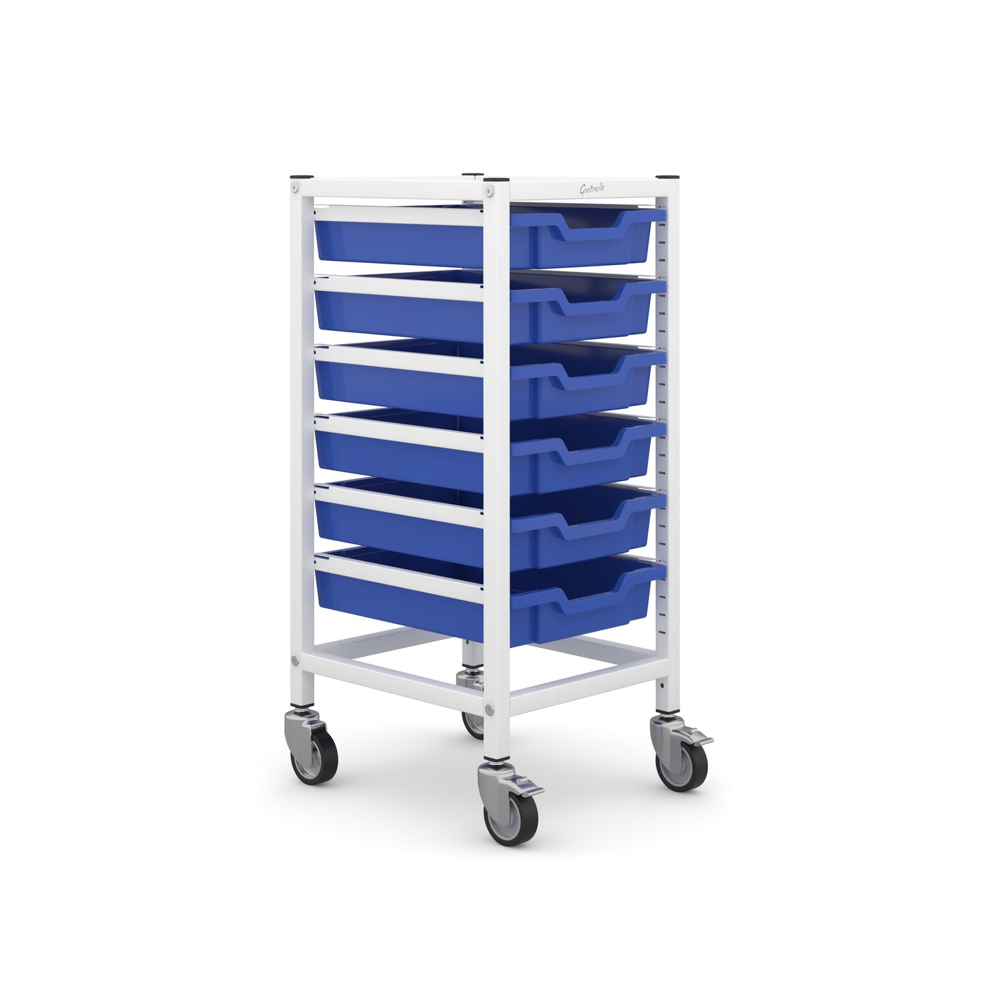 Gratnells Science Bench Height Single Trolley 6 Shallow Trays