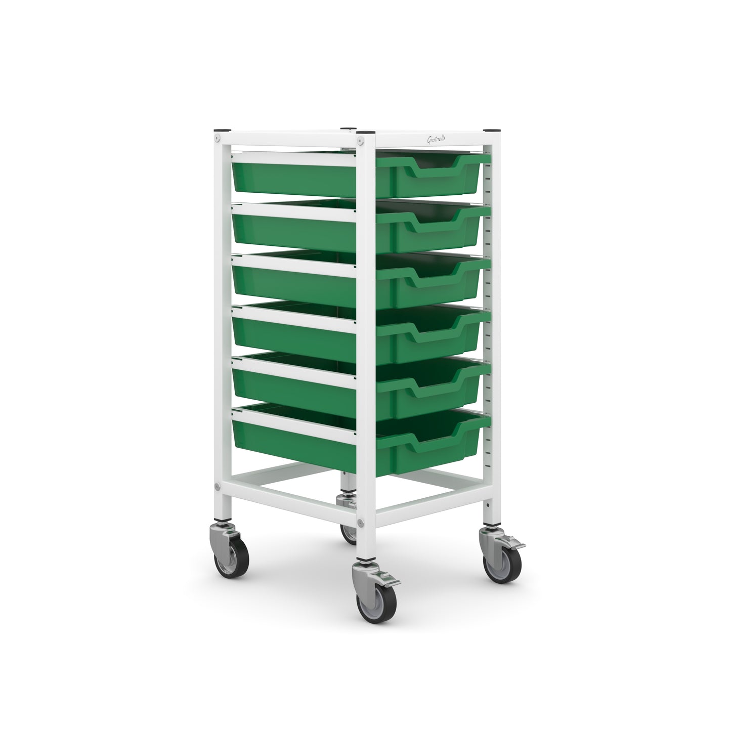 Gratnells Science Bench Height Single Trolley 6 Shallow Trays