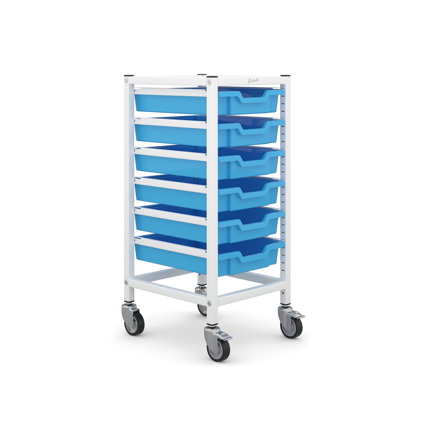 Gratnells Science Bench Height Single Trolley 6 Shallow Trays