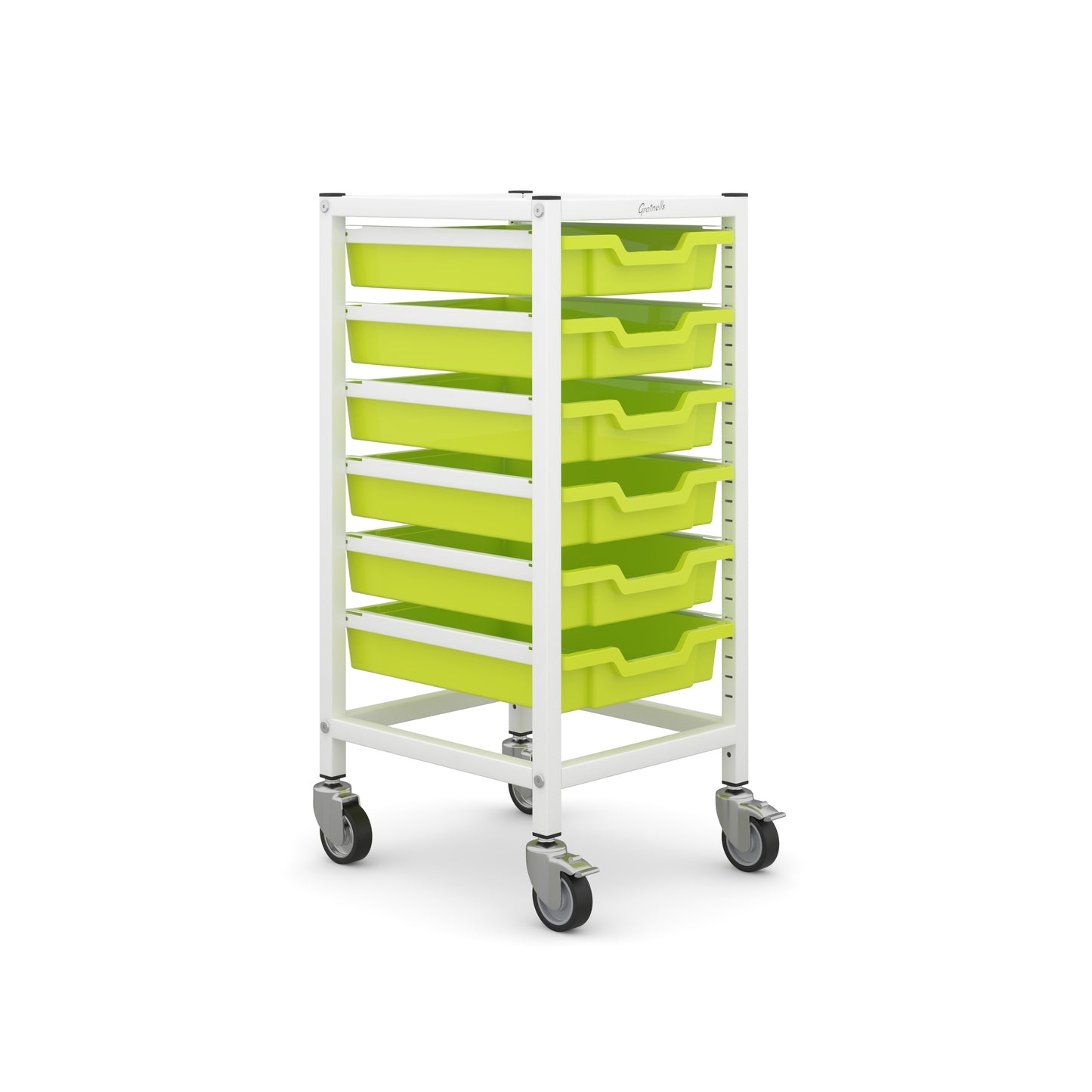 Gratnells Science Bench Height Single Trolley 6 Shallow Trays