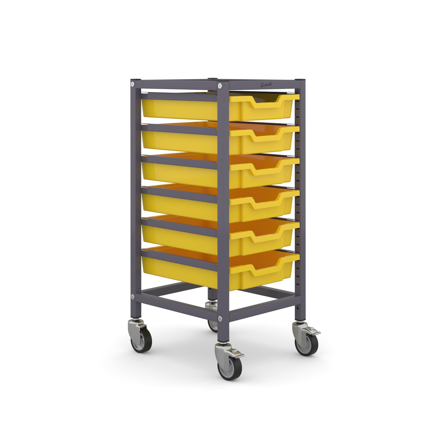 Gratnells Science Bench Height Single Trolley 6 Shallow Trays