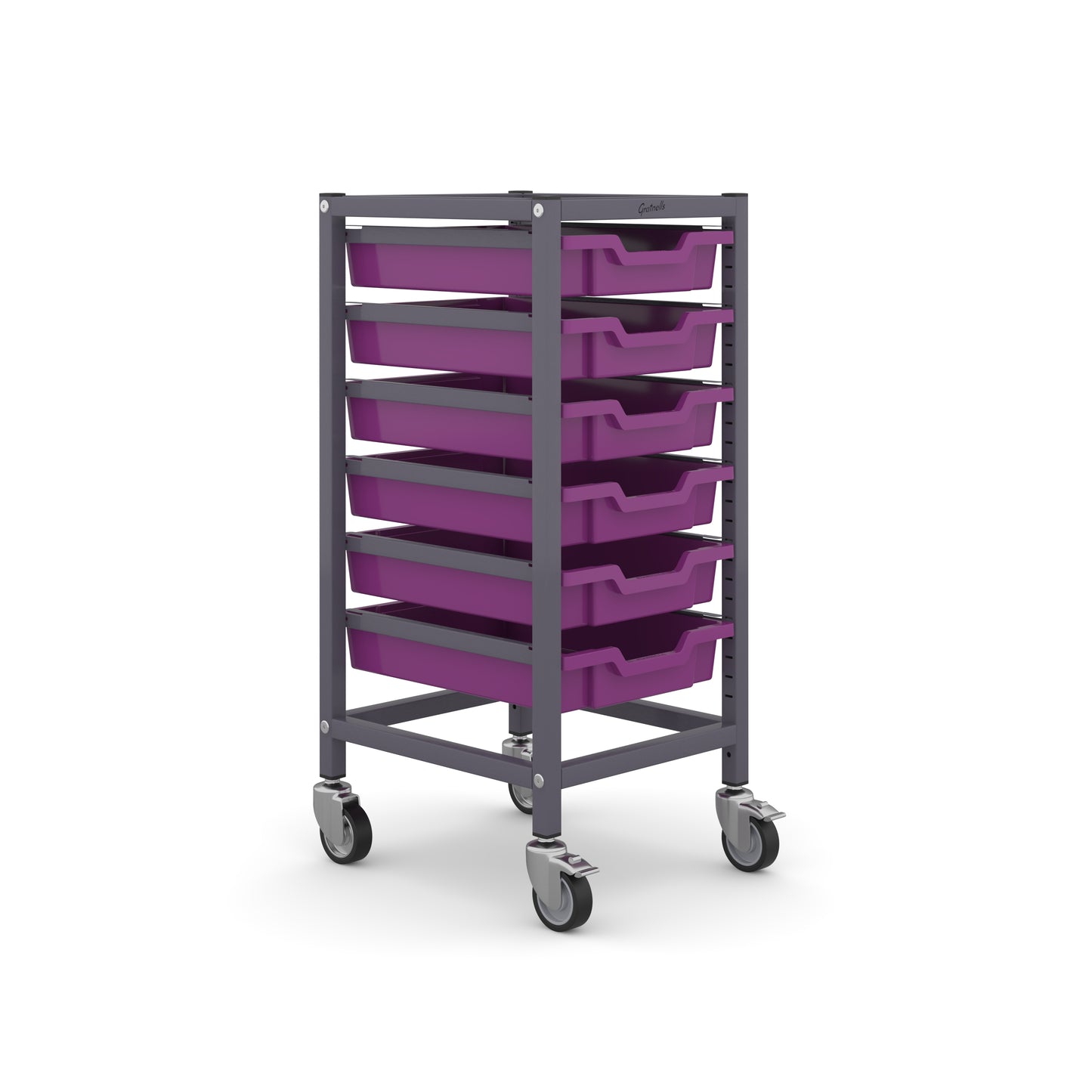 Gratnells Science Bench Height Single Trolley 6 Shallow Trays