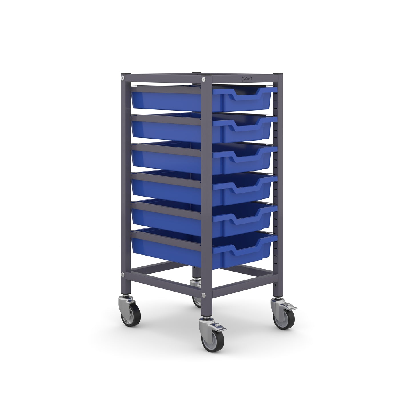 Gratnells Science Bench Height Single Trolley 6 Shallow Trays