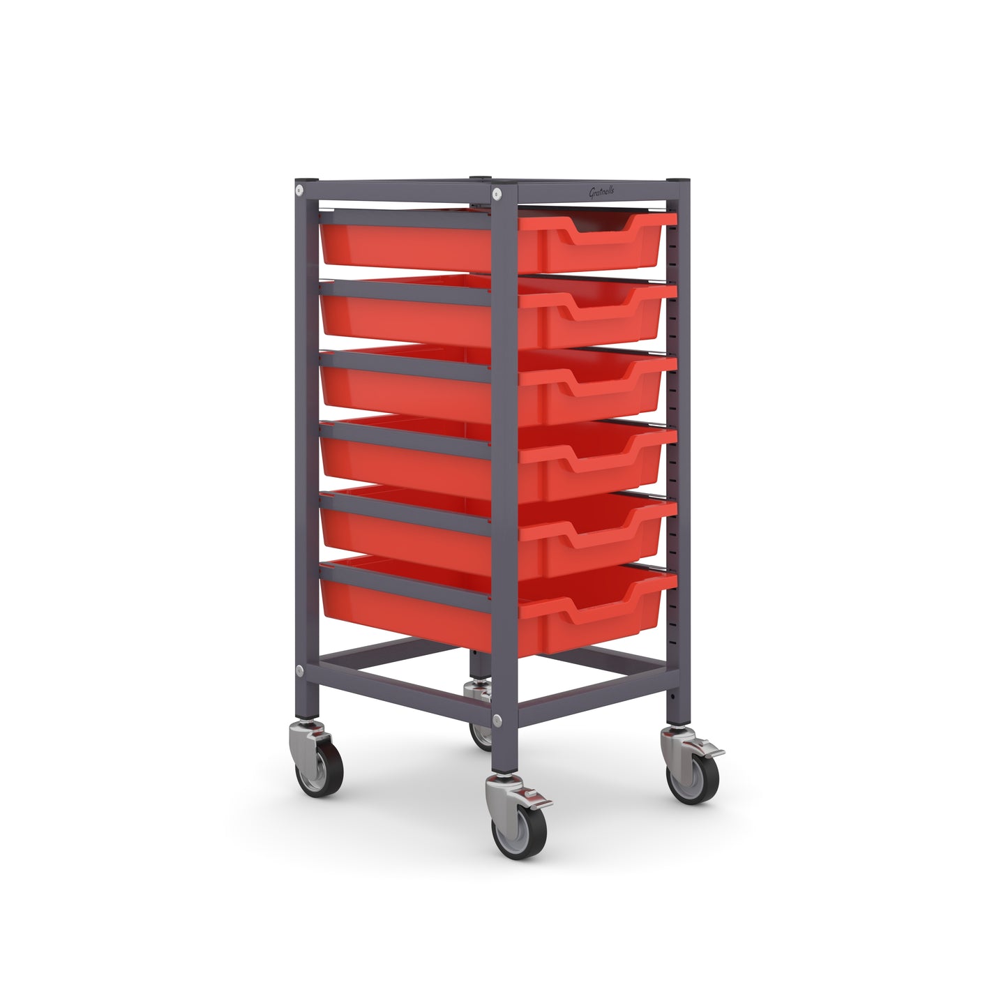Gratnells Science Bench Height Single Trolley 6 Shallow Trays