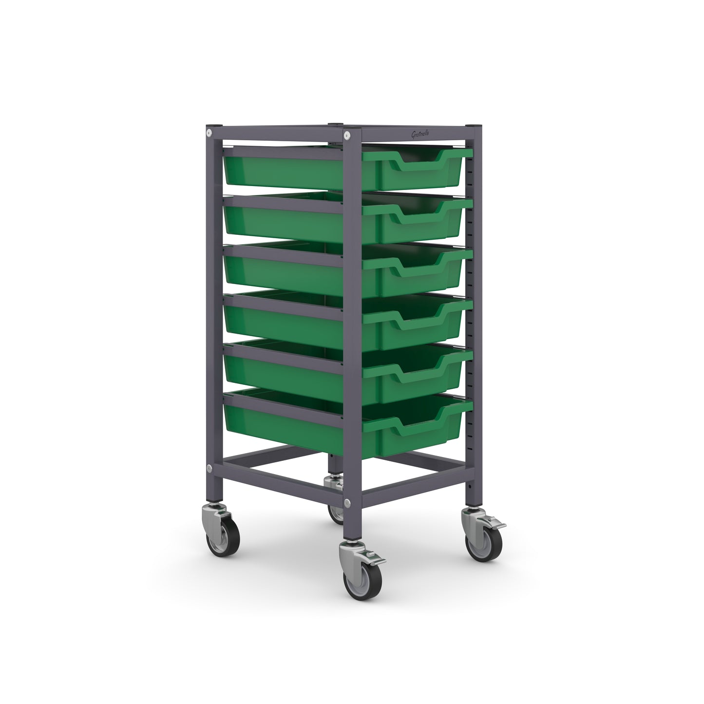 Gratnells Science Bench Height Single Trolley 6 Shallow Trays