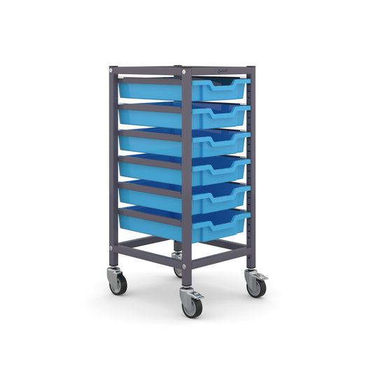 Gratnells Science Bench Height Single Trolley 6 Shallow Trays