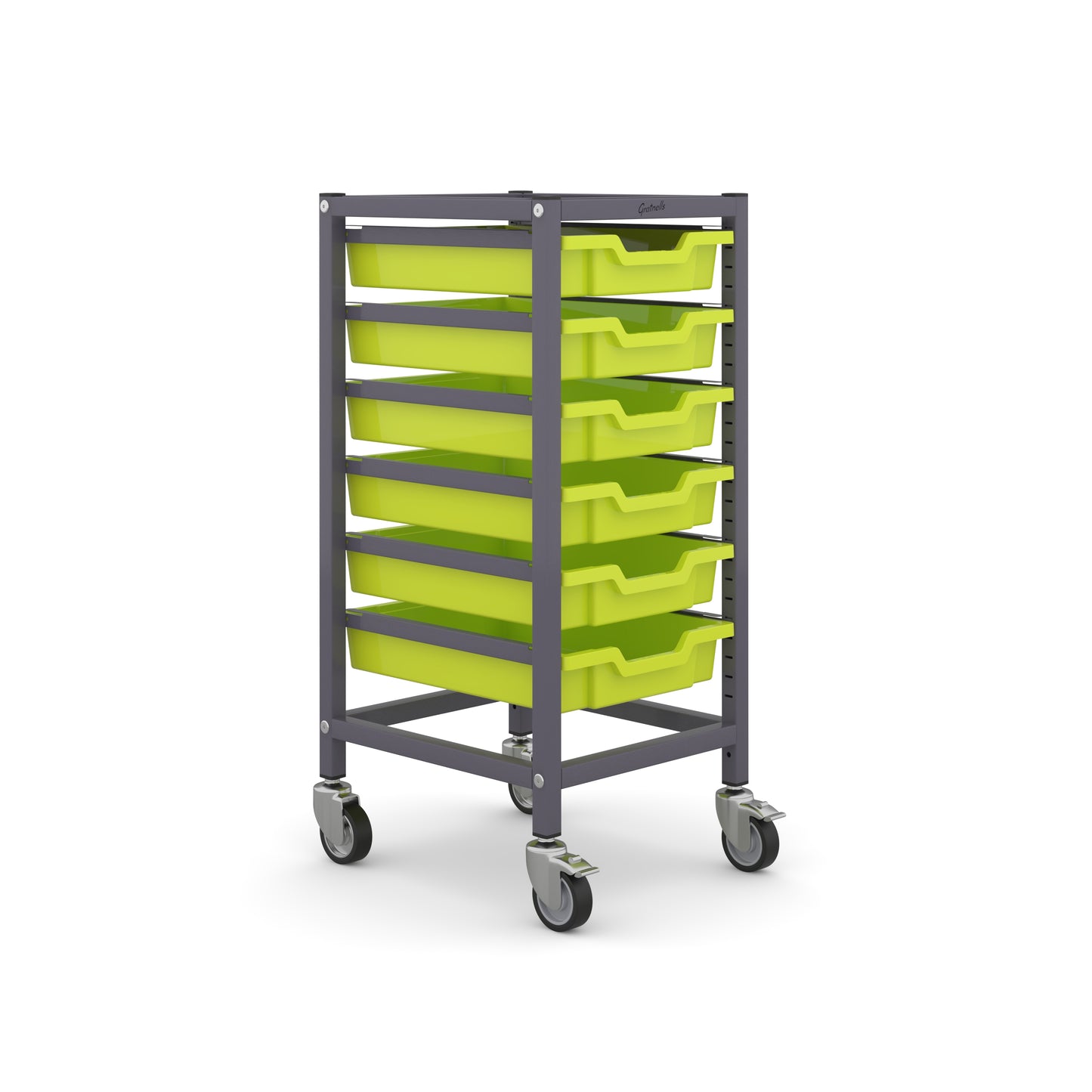 Gratnells Science Bench Height Single Trolley 6 Shallow Trays