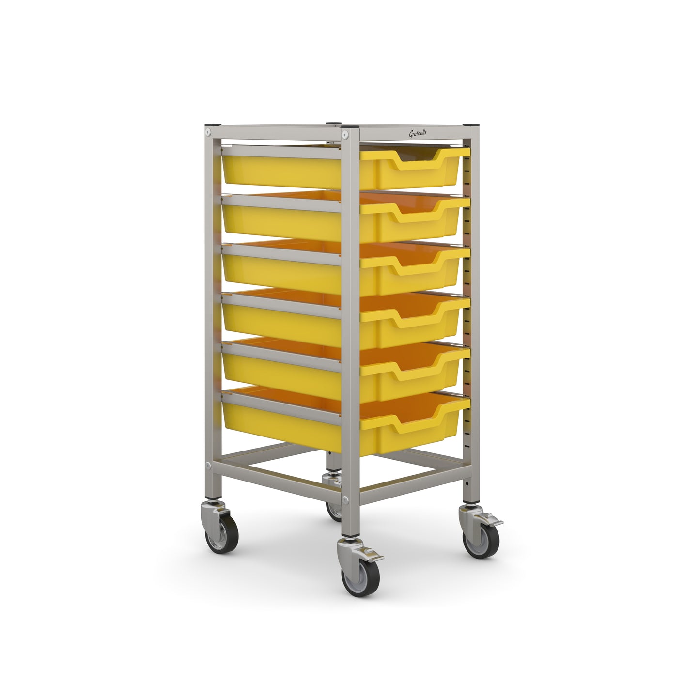 Gratnells Science Bench Height Single Trolley 6 Shallow Trays