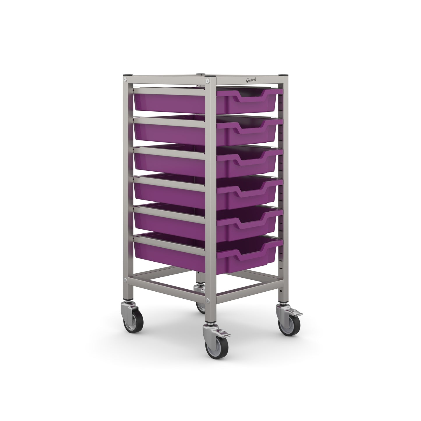 Gratnells Science Bench Height Single Trolley 6 Shallow Trays