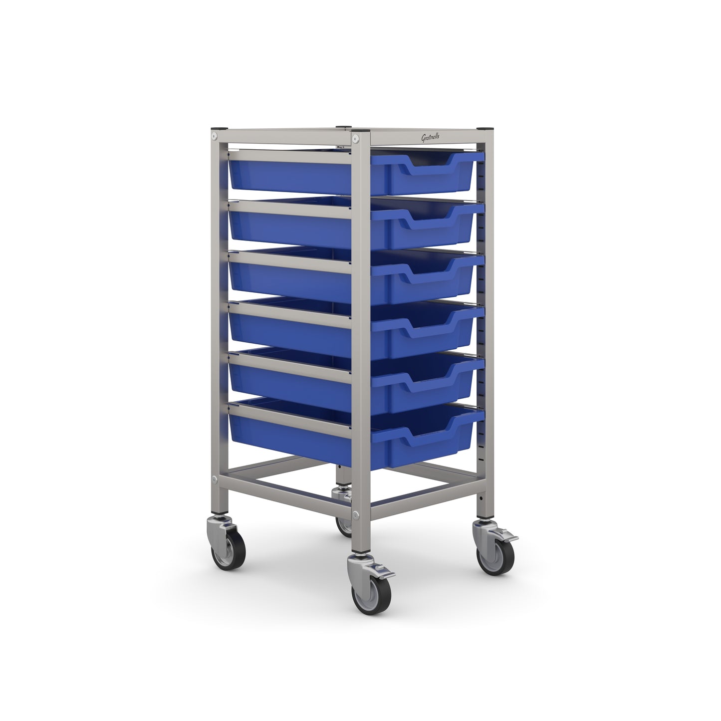 Gratnells Science Bench Height Single Trolley 6 Shallow Trays