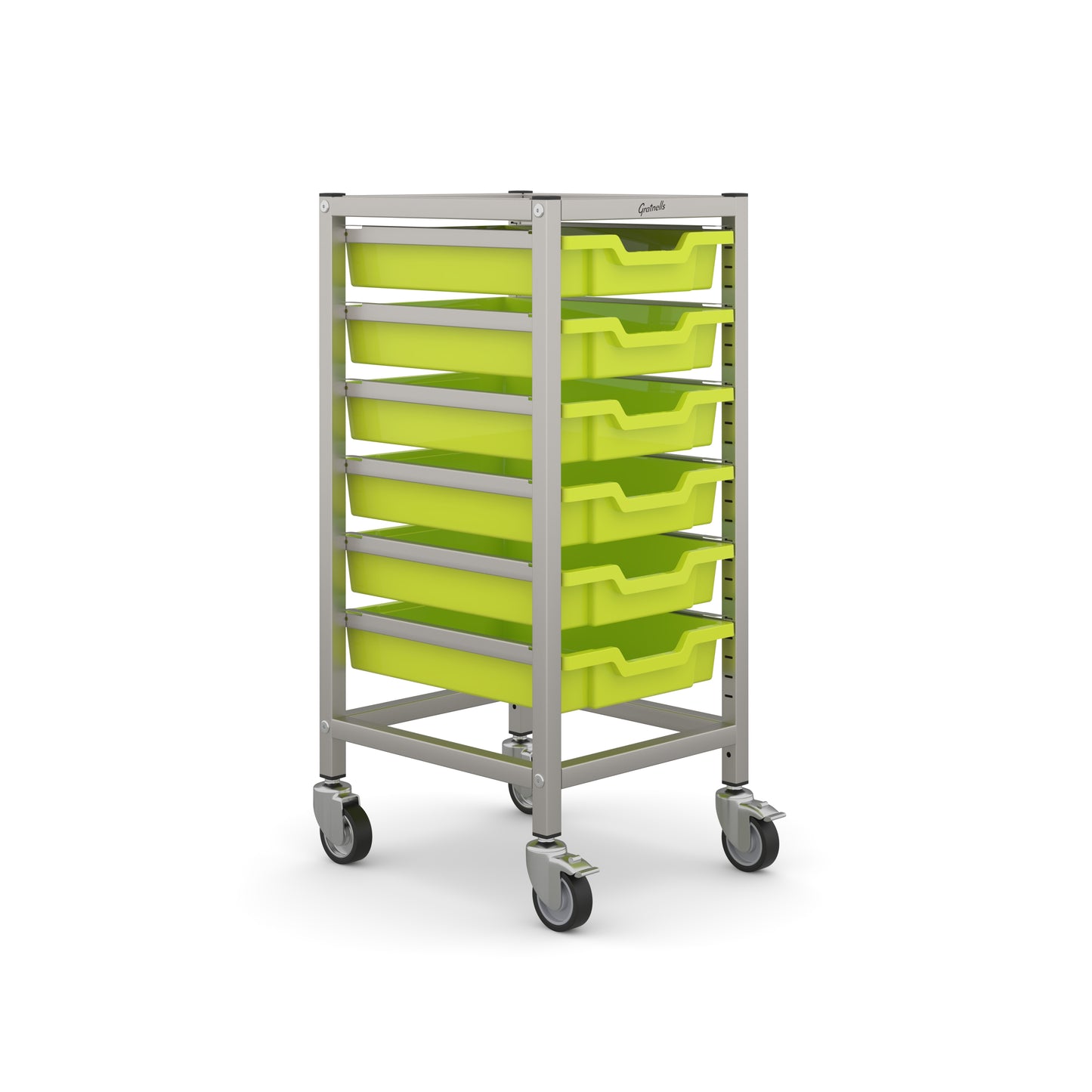 Gratnells Science Bench Height Single Trolley 6 Shallow Trays
