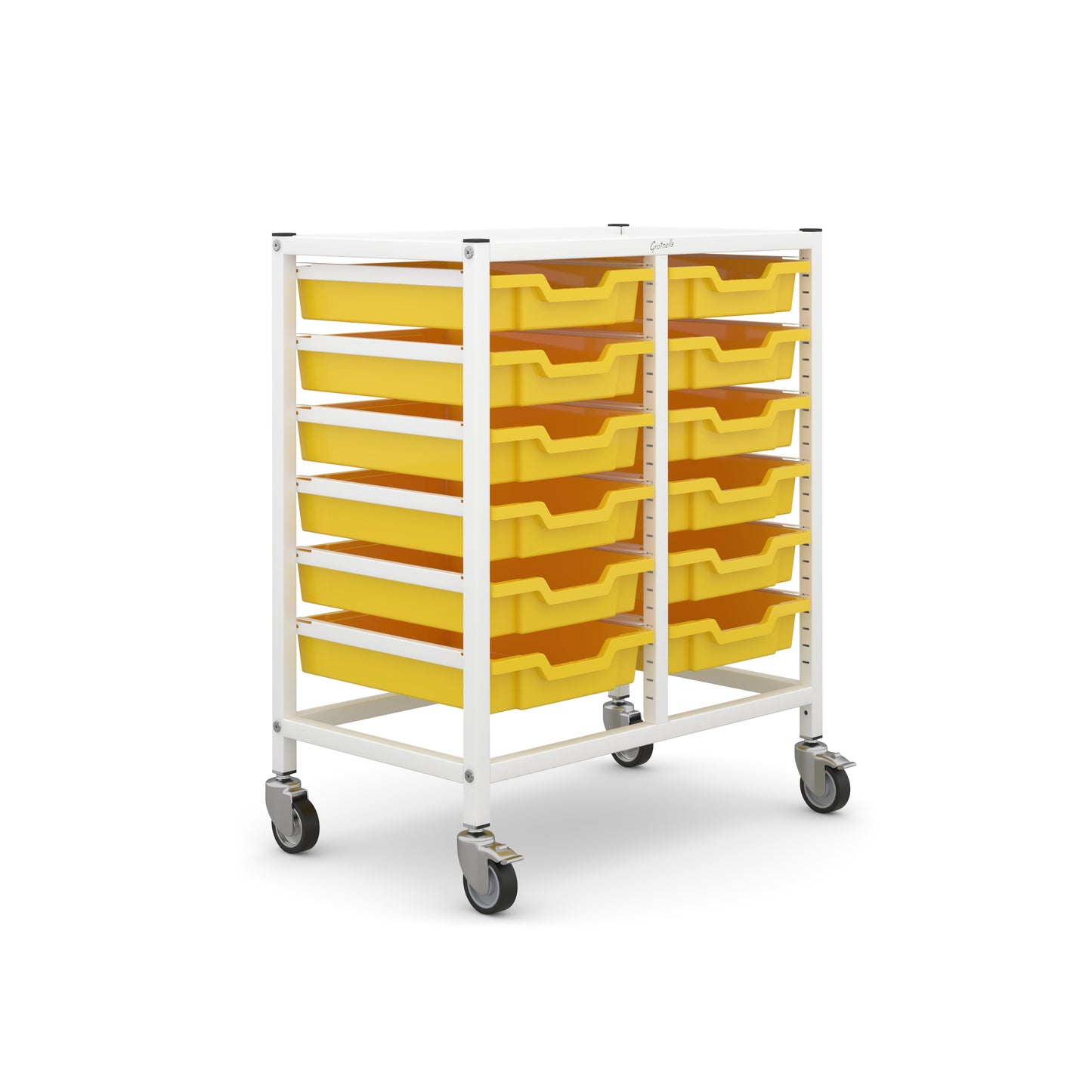 Gratnells Science Bench Height Double Trolley 12 Shallow Trays
