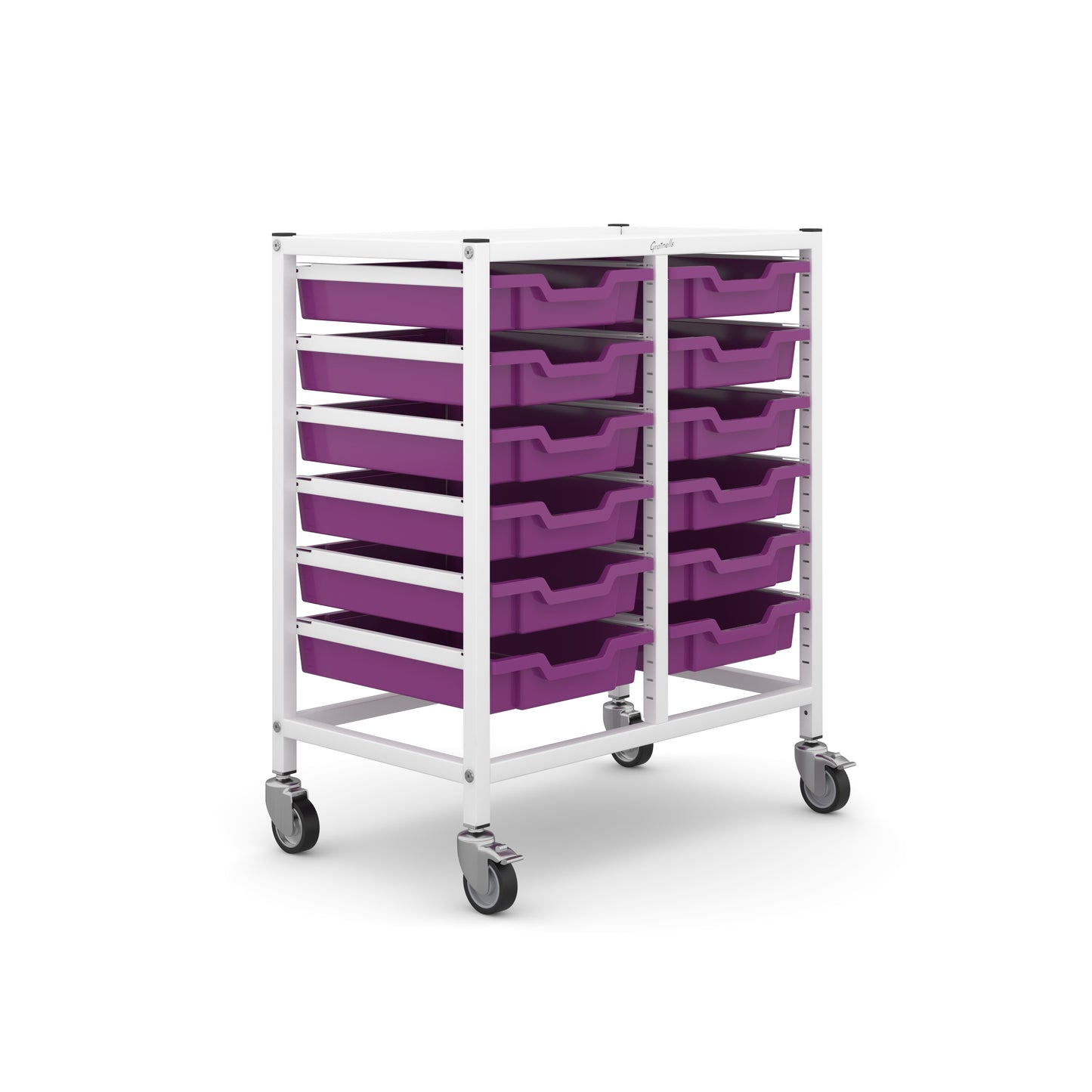 Gratnells Science Bench Height Double Trolley 12 Shallow Trays