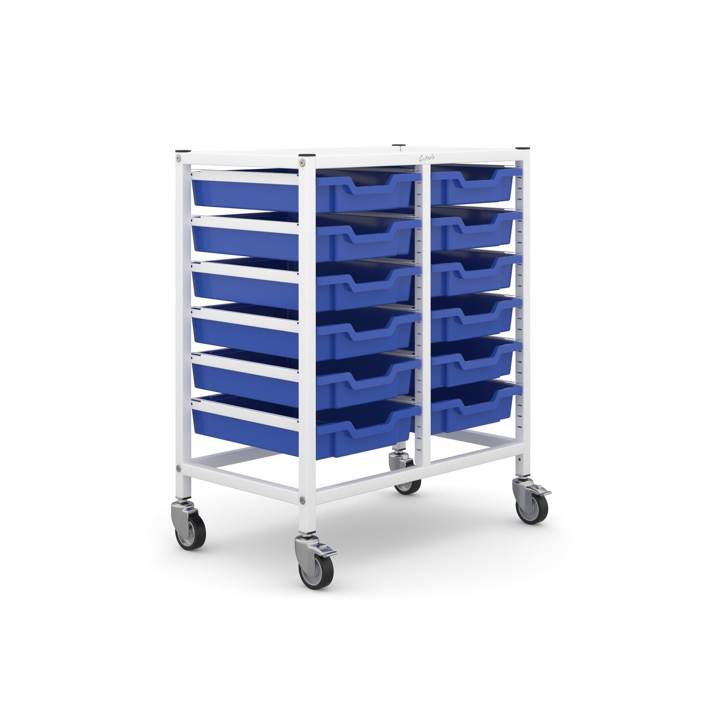 Gratnells Science Bench Height Double Trolley 12 Shallow Trays