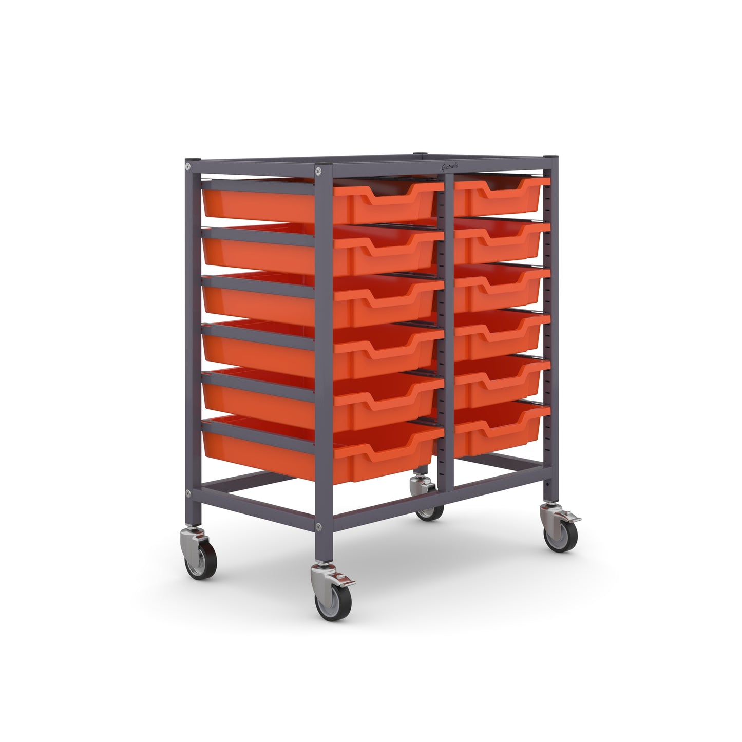 Gratnells Science Bench Height Double Trolley 12 Shallow Trays