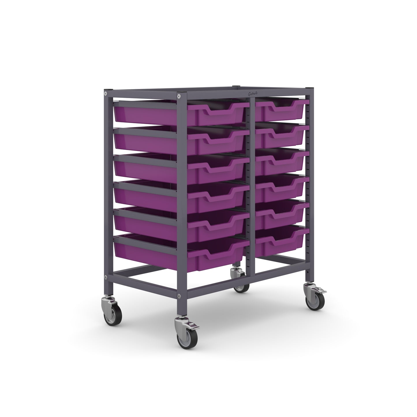 Gratnells Science Bench Height Double Trolley 12 Shallow Trays