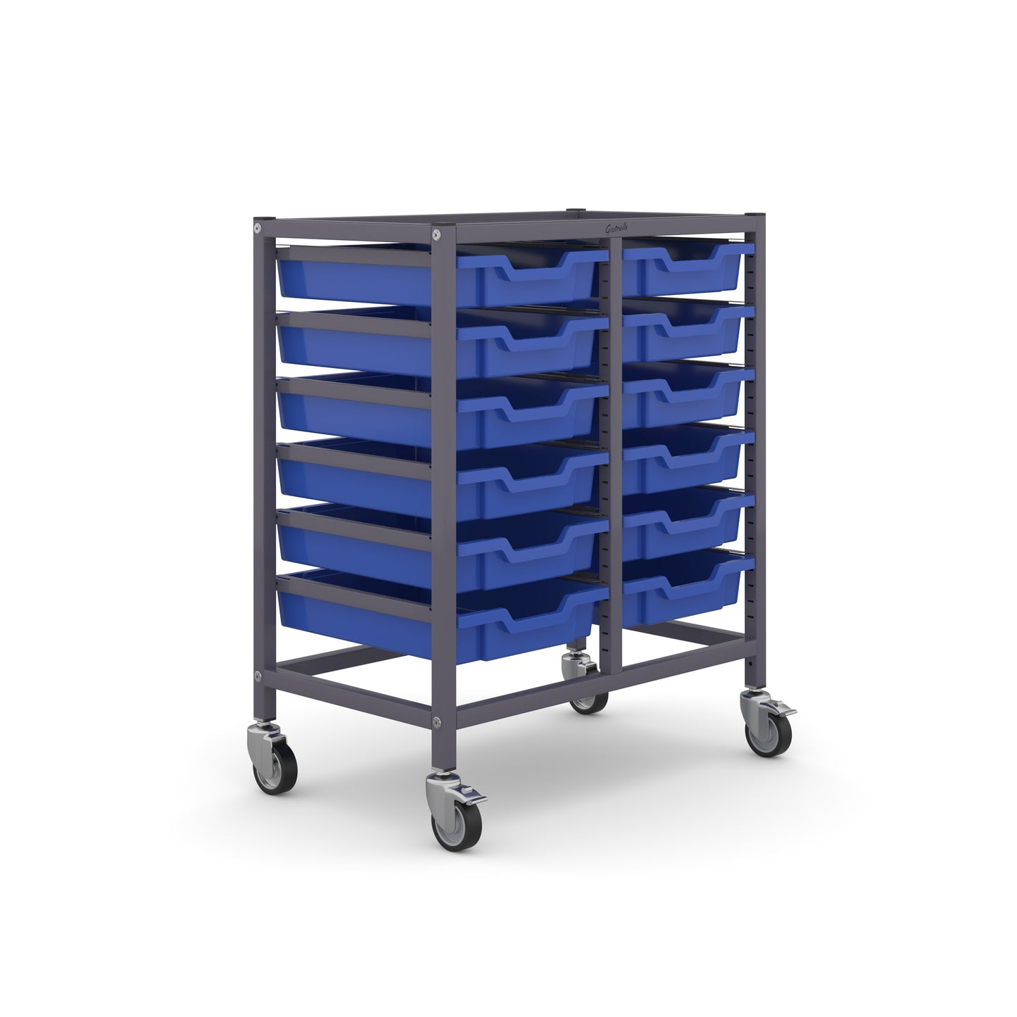 Gratnells Science Bench Height Double Trolley 12 Shallow Trays