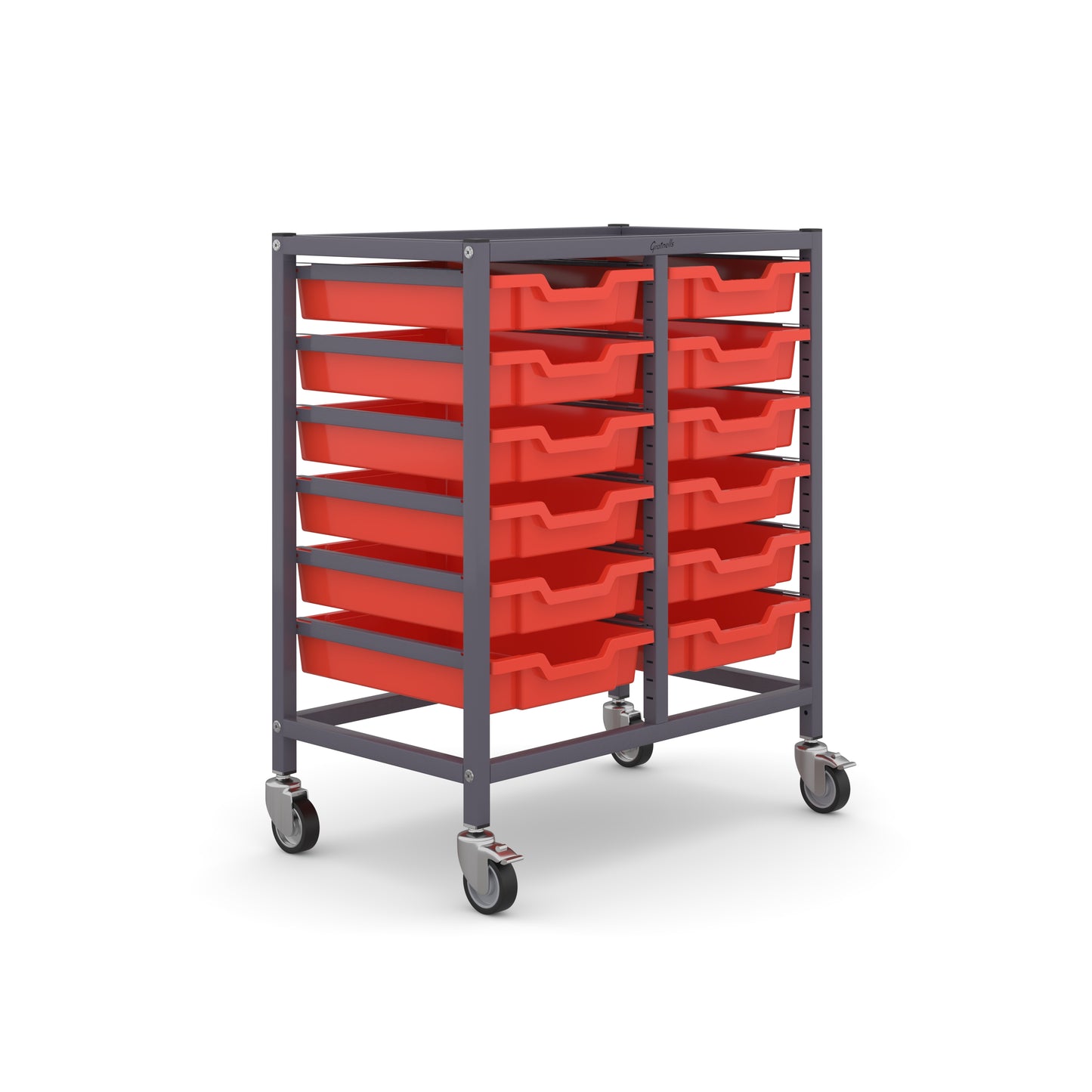 Gratnells Science Bench Height Double Trolley 12 Shallow Trays
