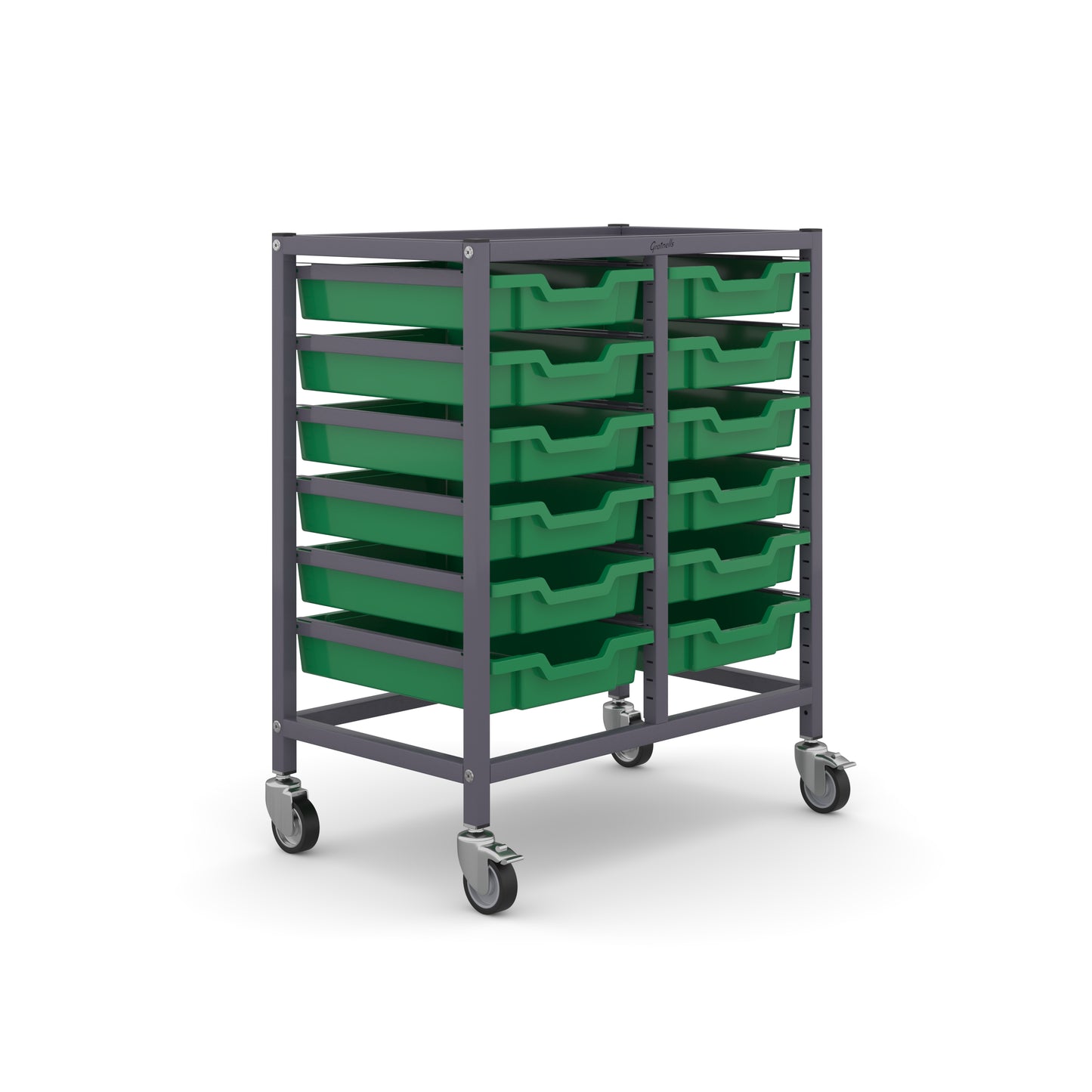 Gratnells Science Bench Height Double Trolley 12 Shallow Trays