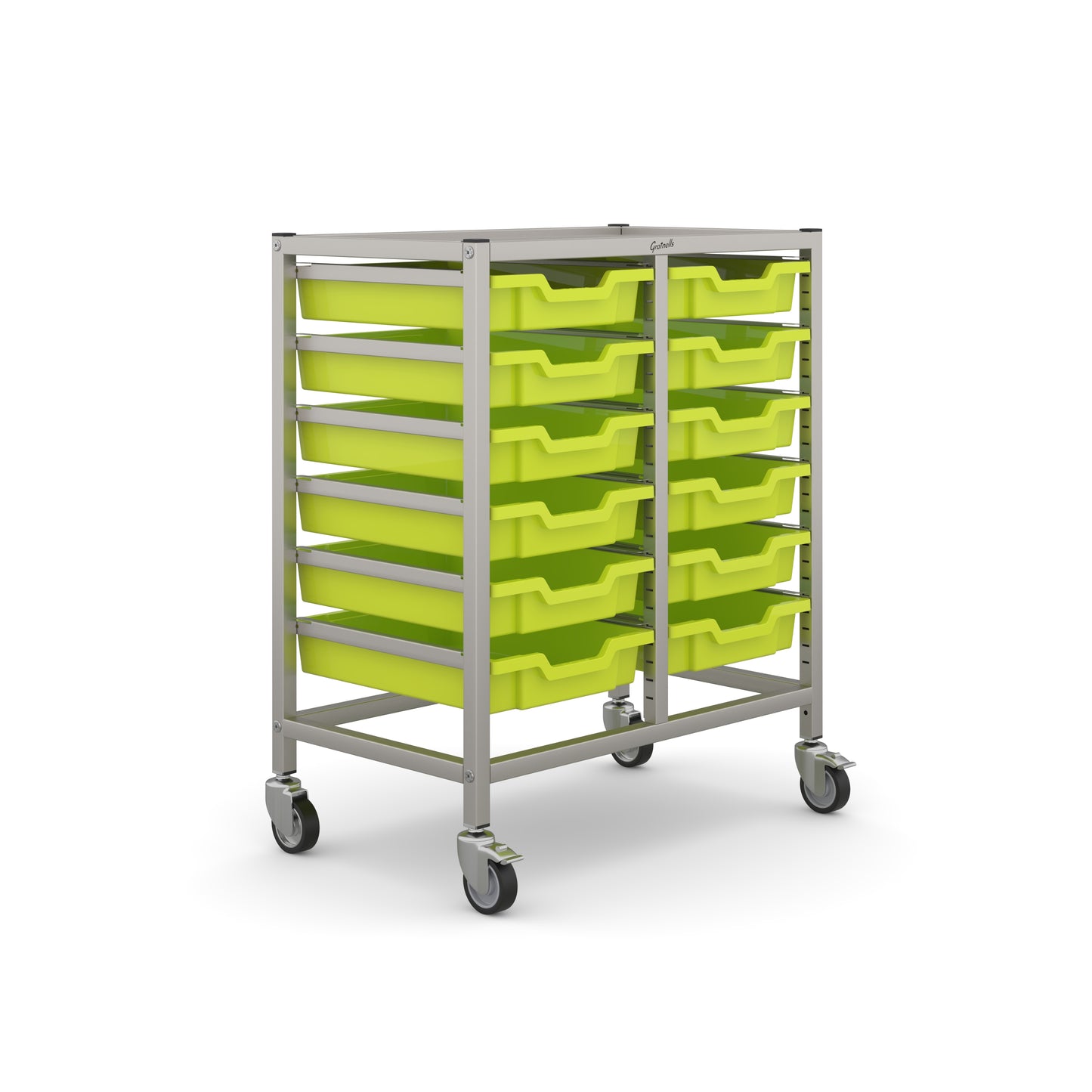 Gratnells Science Bench Height Double Trolley 12 Shallow Trays