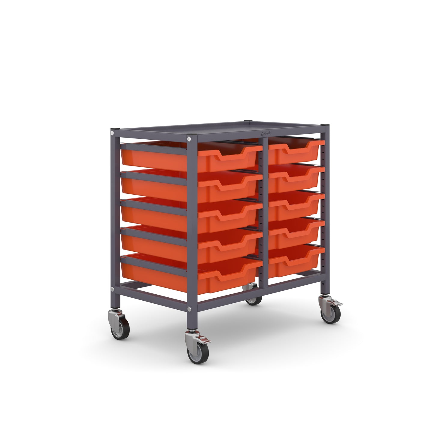 Gratnells Science Under Bench Double Trolley 10 Shallow Trays
