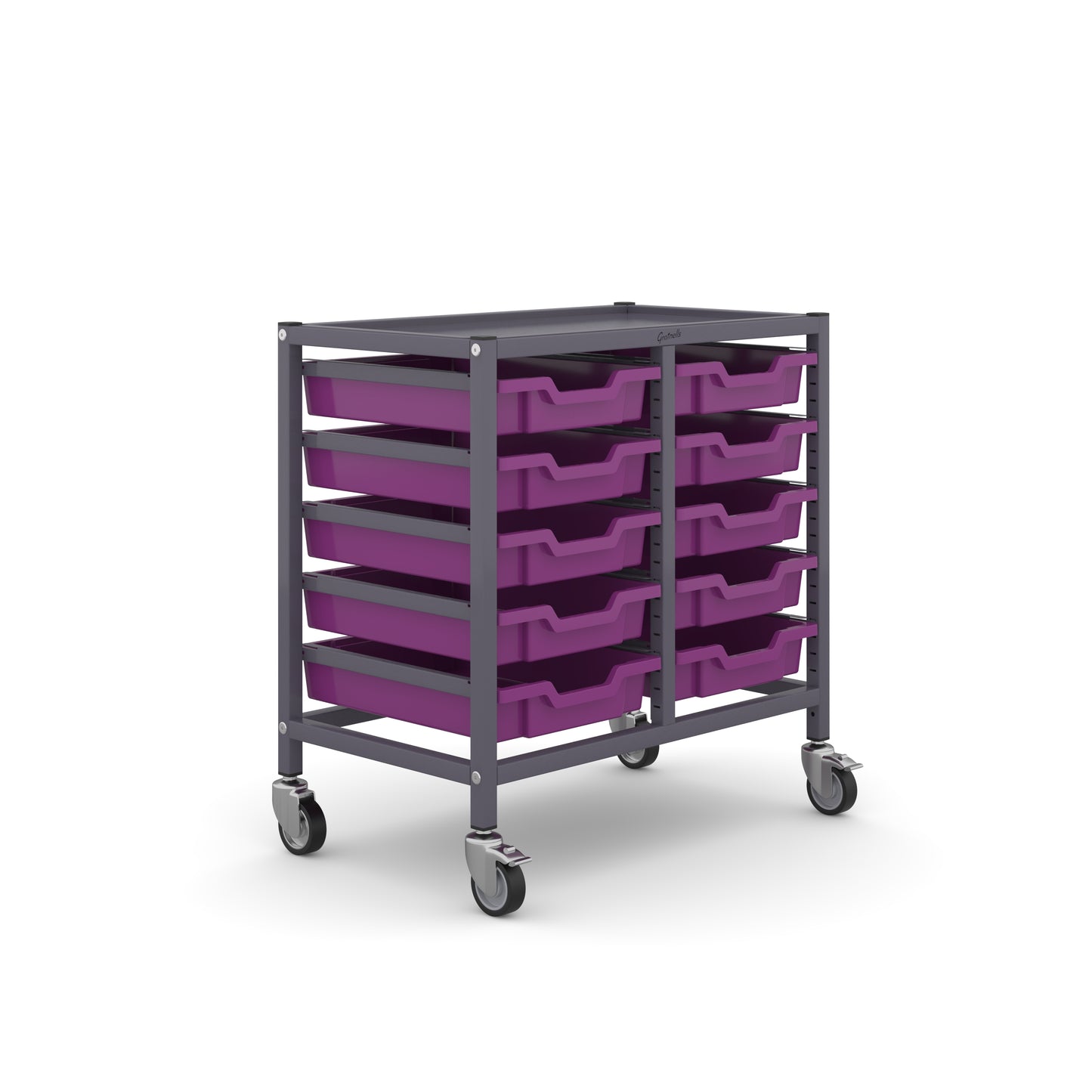 Gratnells Science Under Bench Double Trolley 10 Shallow Trays