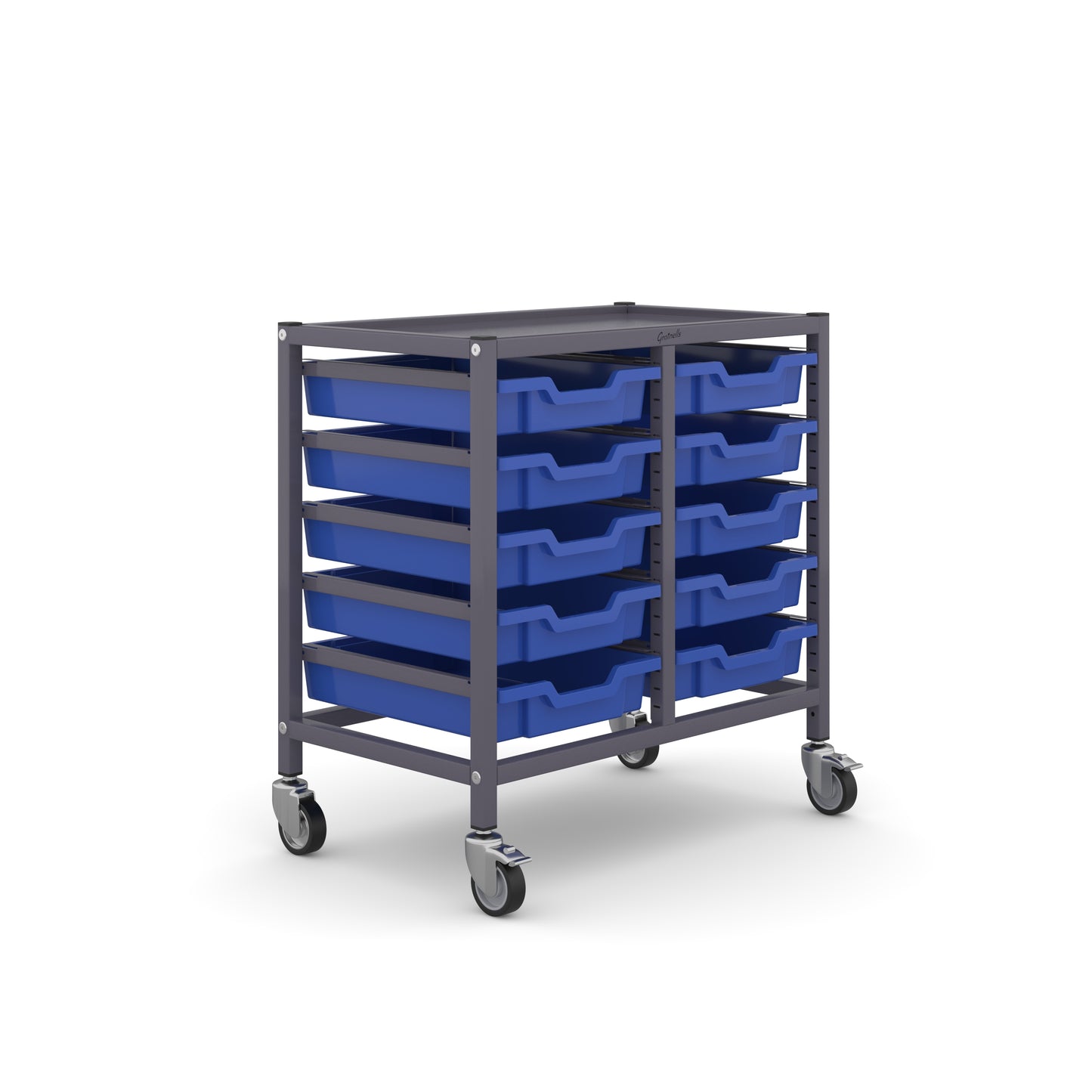 Gratnells Science Under Bench Double Trolley 10 Shallow Trays