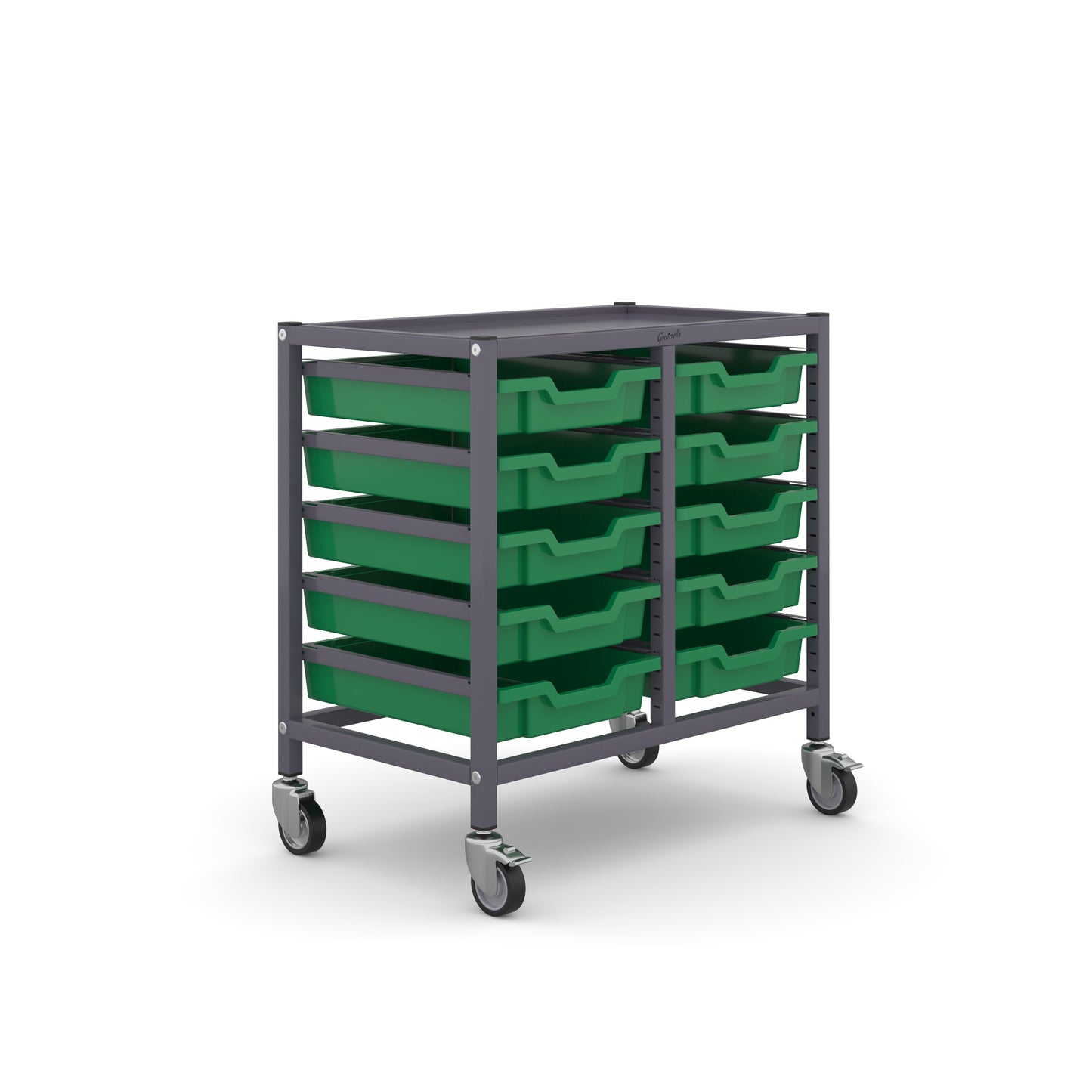 Gratnells Science Under Bench Double Trolley 10 Shallow Trays