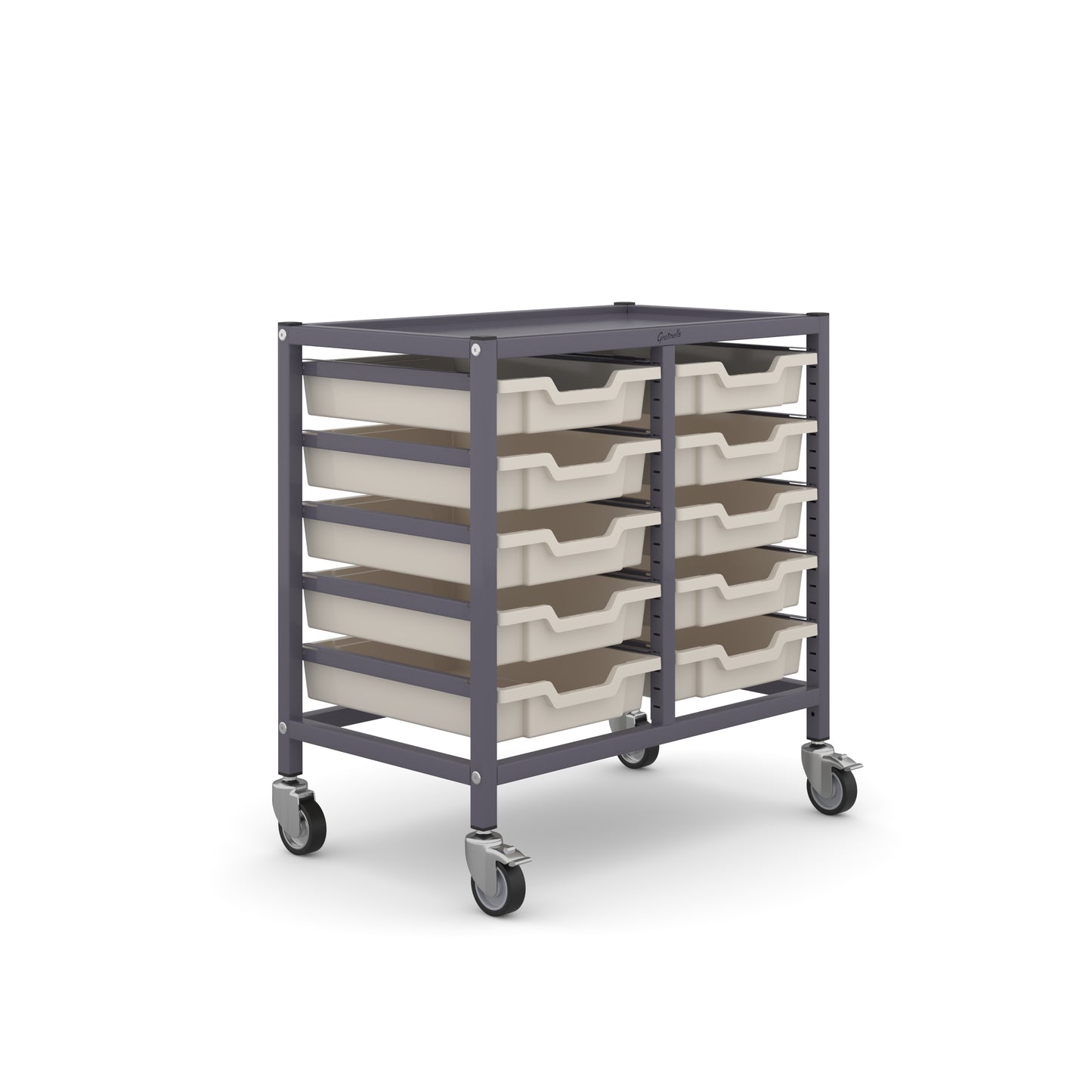 Gratnells Science Under Bench Double Trolley 10 Shallow Trays