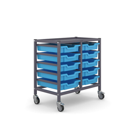 Gratnells Science Under Bench Double Trolley 10 Shallow Trays