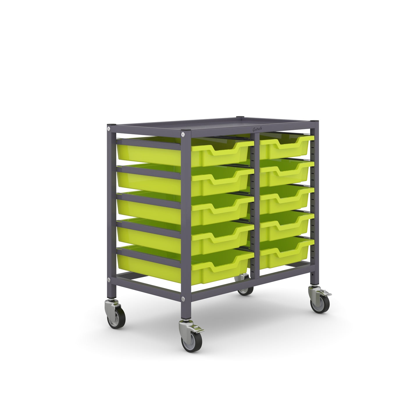 Gratnells Science Under Bench Double Trolley 10 Shallow Trays