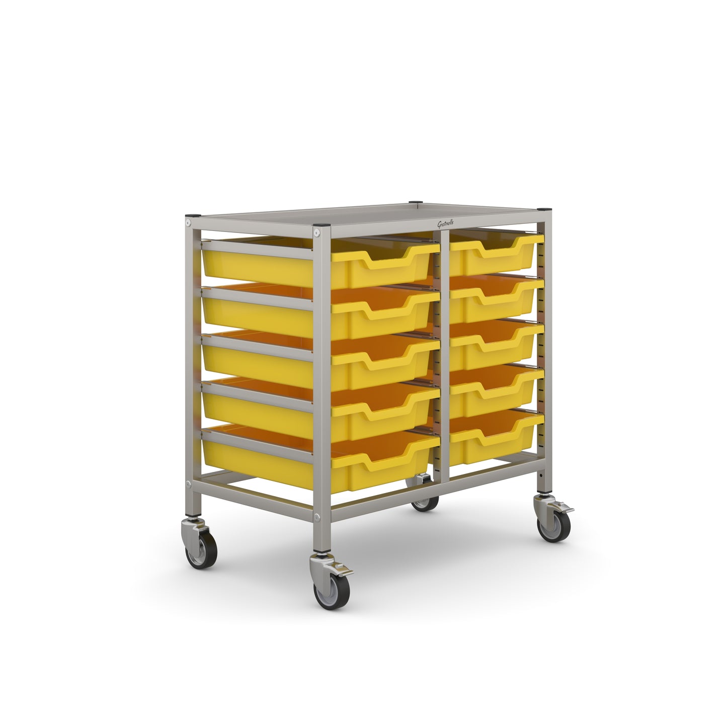 Gratnells Science Under Bench Double Trolley 10 Shallow Trays