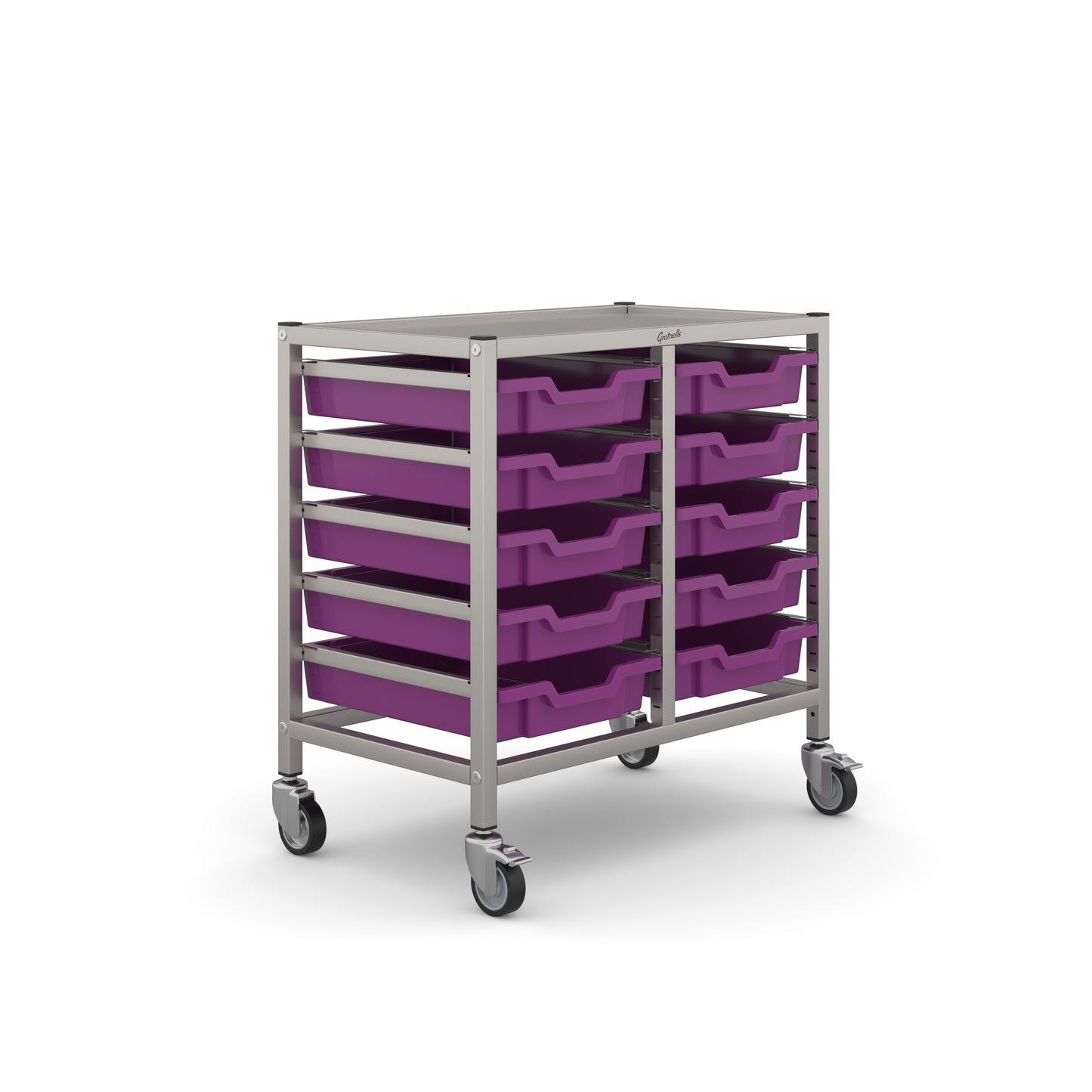 Gratnells Science Under Bench Double Trolley 10 Shallow Trays