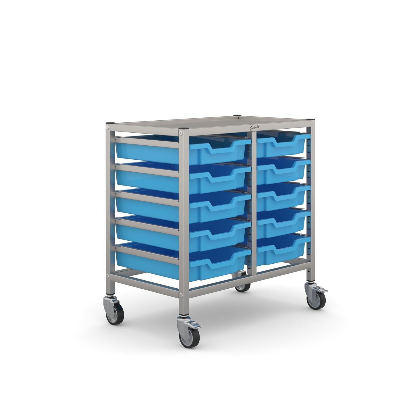 Gratnells Science Under Bench Double Trolley 10 Shallow Trays