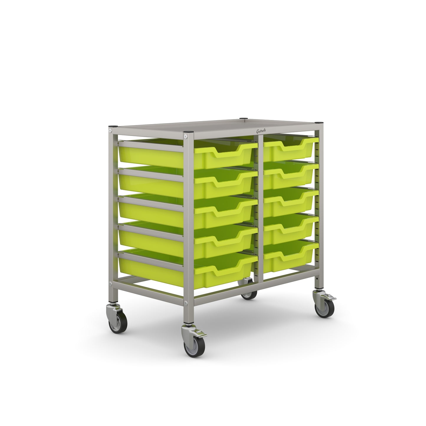 Gratnells Science Under Bench Double Trolley 10 Shallow Trays
