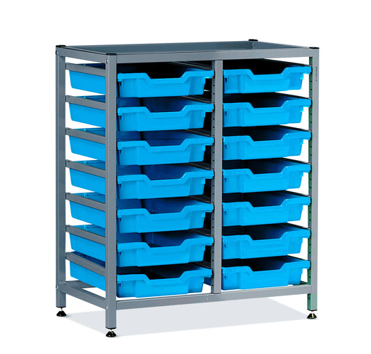 Gratnells Science Bench Height Double Frame 14 Shallow Trays