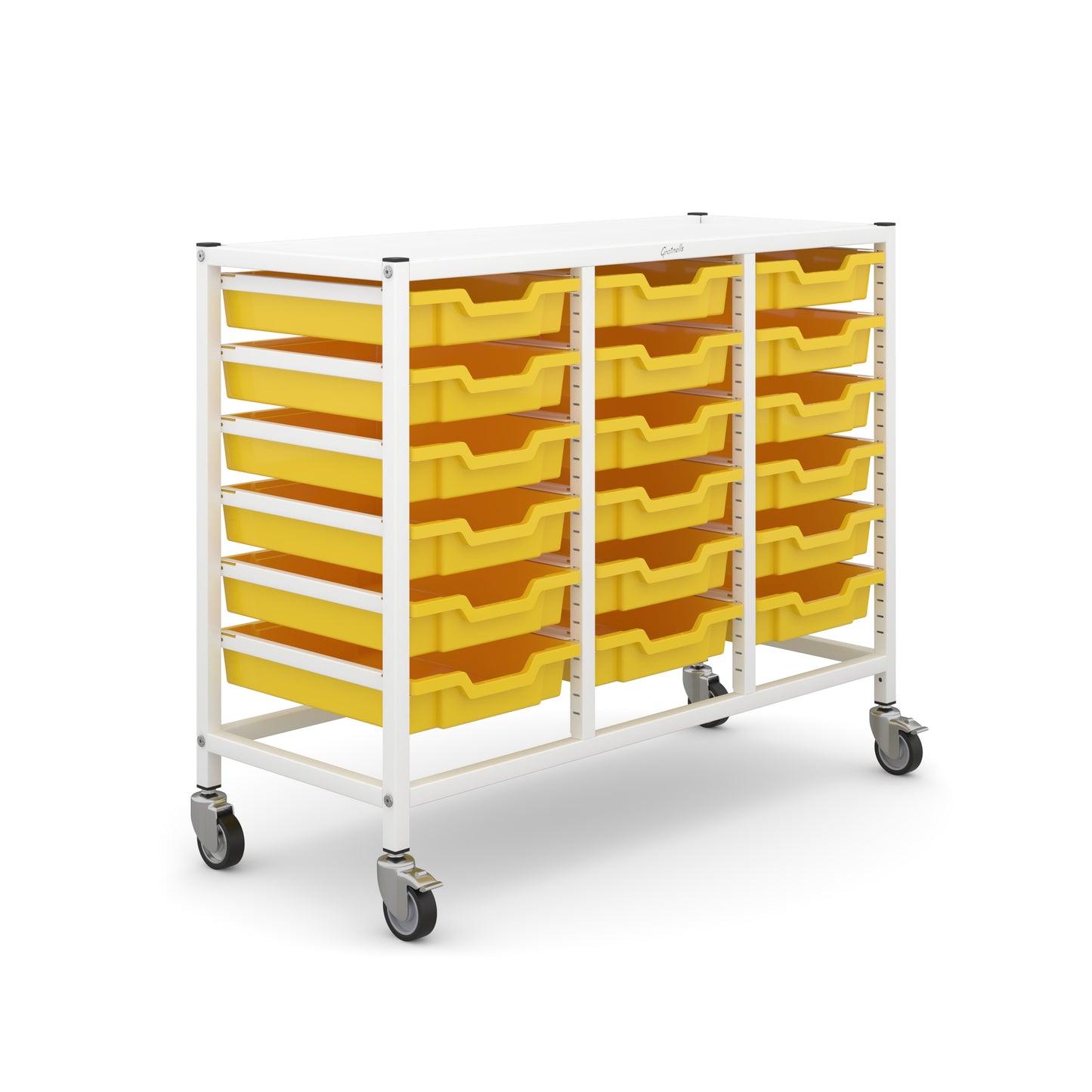 Gratnells Science Bench Height Treble Trolley 18 Shallow Trays