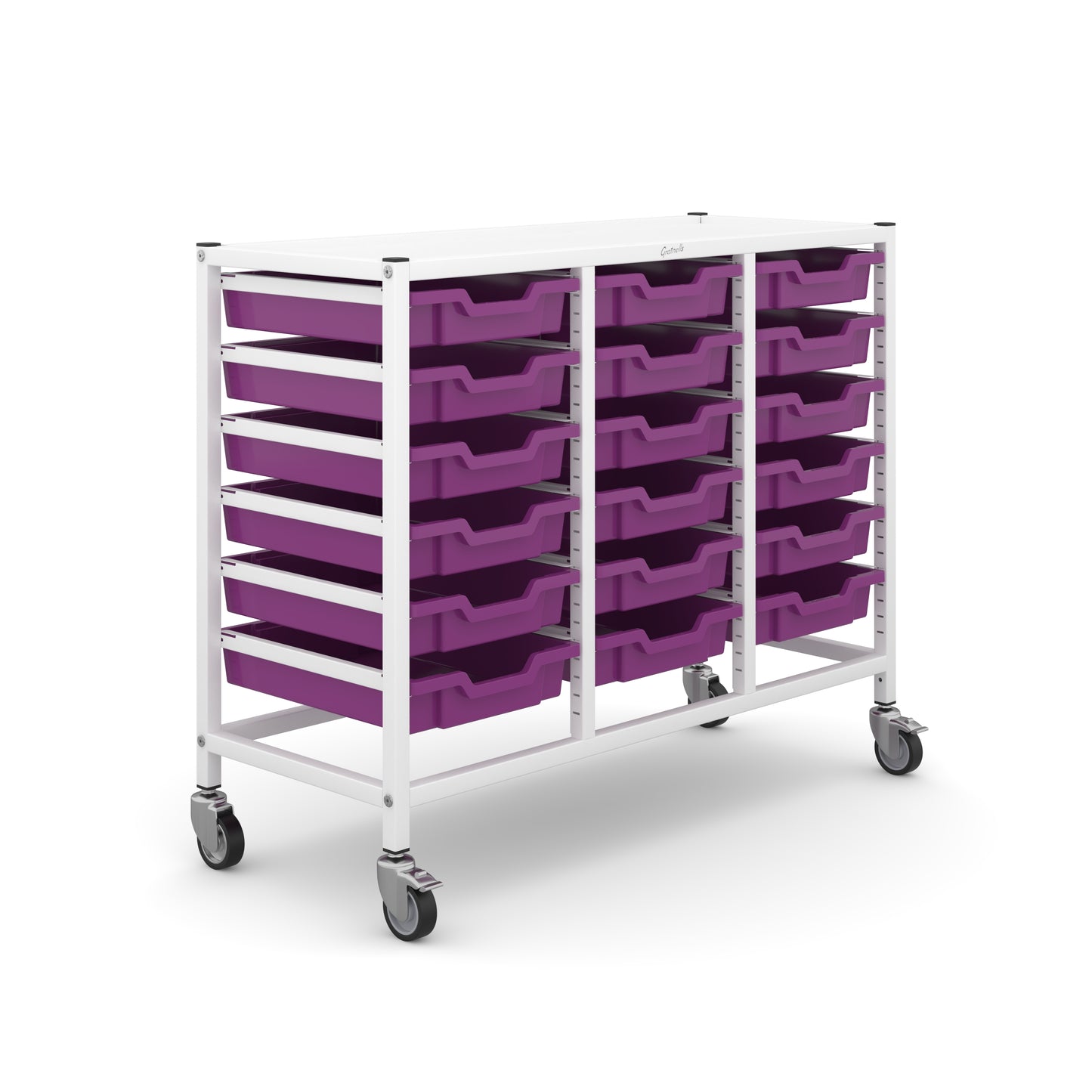 Gratnells Science Bench Height Treble Trolley 18 Shallow Trays