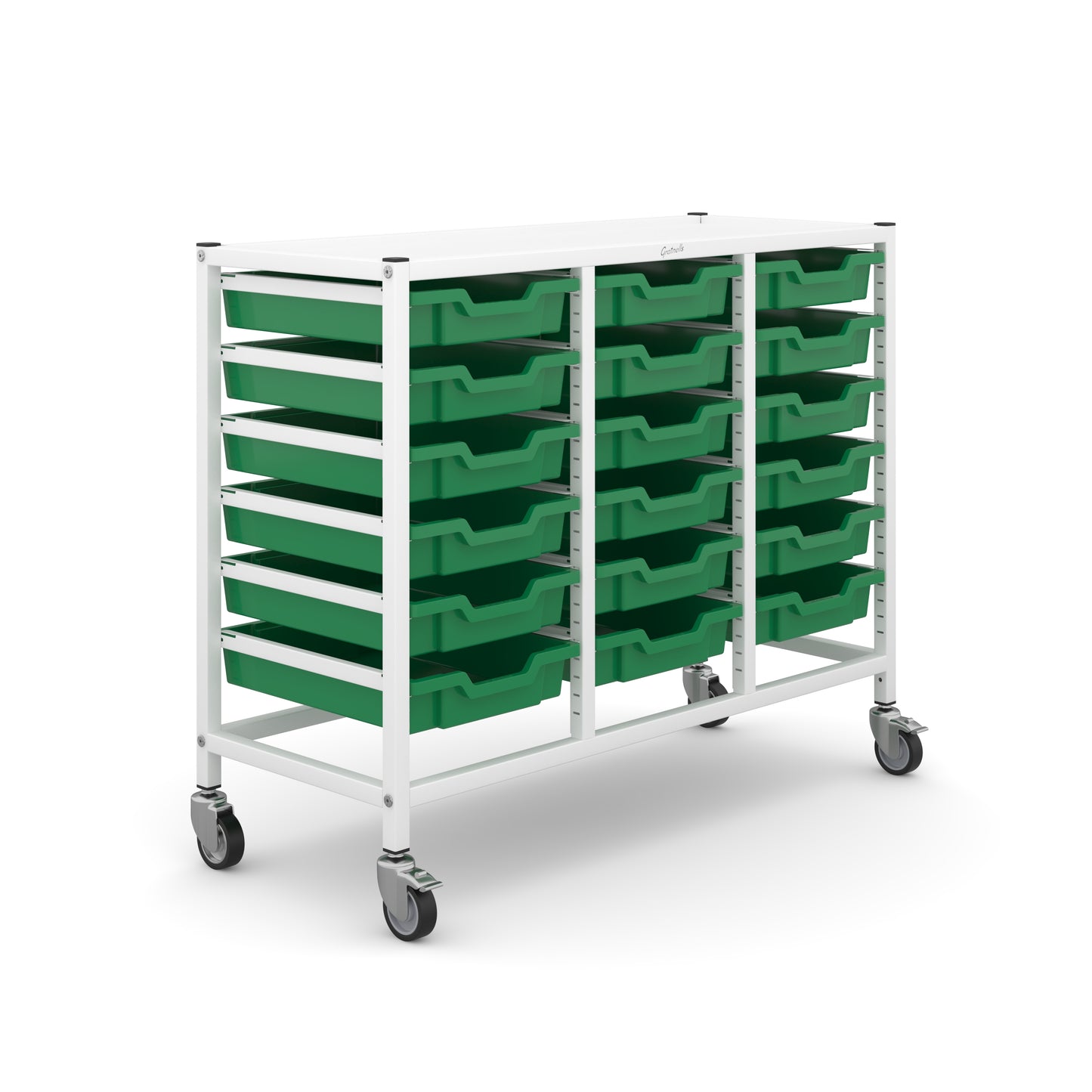Gratnells Science Bench Height Treble Trolley 18 Shallow Trays