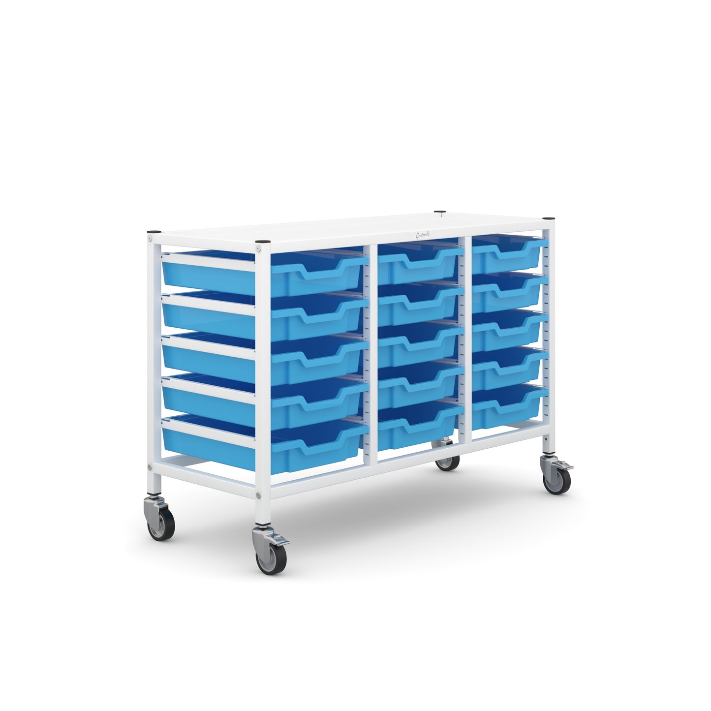 Gratnells Science Under Bench Treble Trolley 15 Shallow Trays