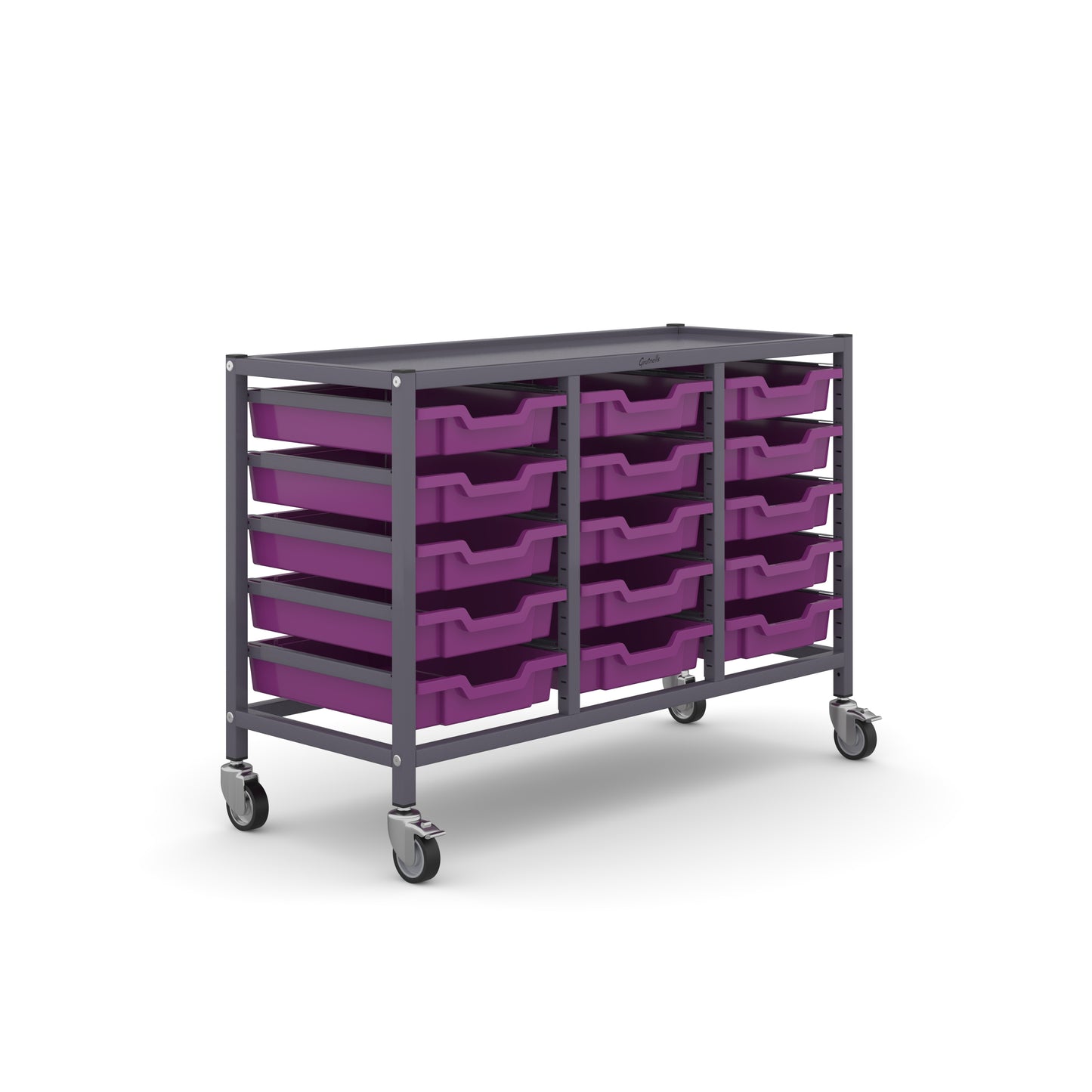 Gratnells Science Under Bench Treble Trolley 15 Shallow Trays