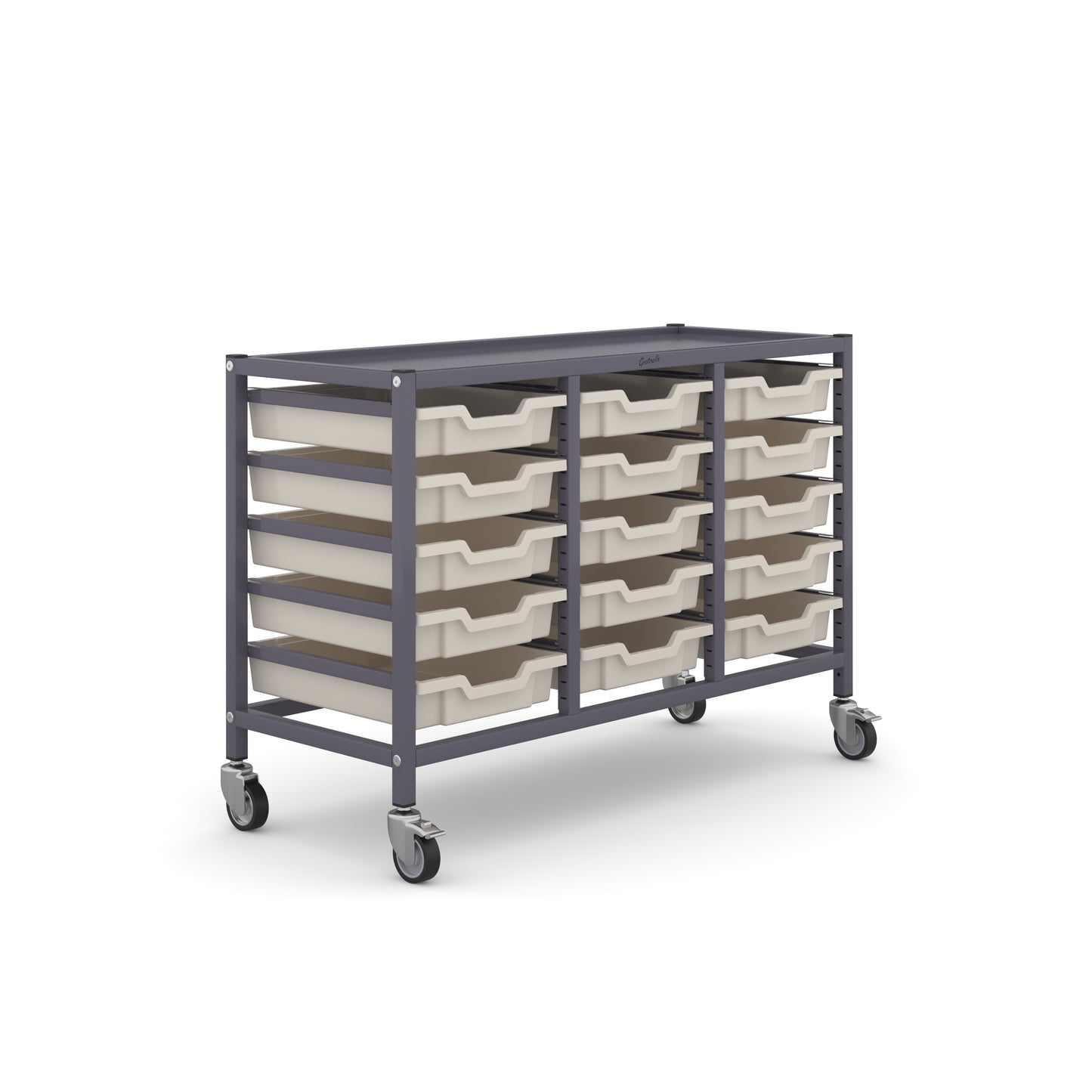 Gratnells Science Under Bench Treble Trolley 15 Shallow Trays