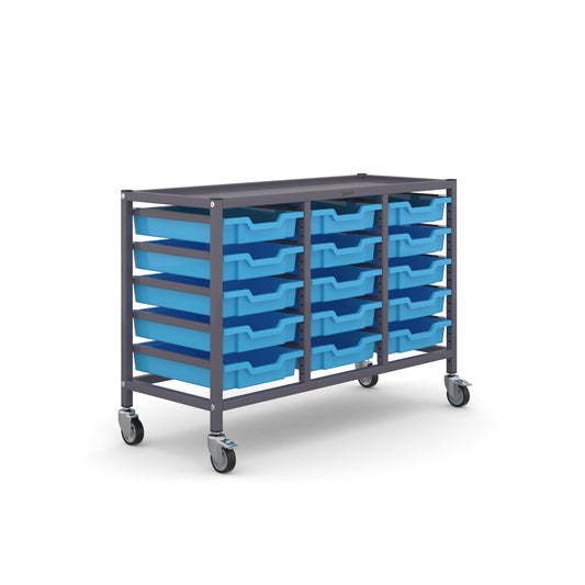 Gratnells Science Under Bench Treble Trolley 15 Shallow Trays