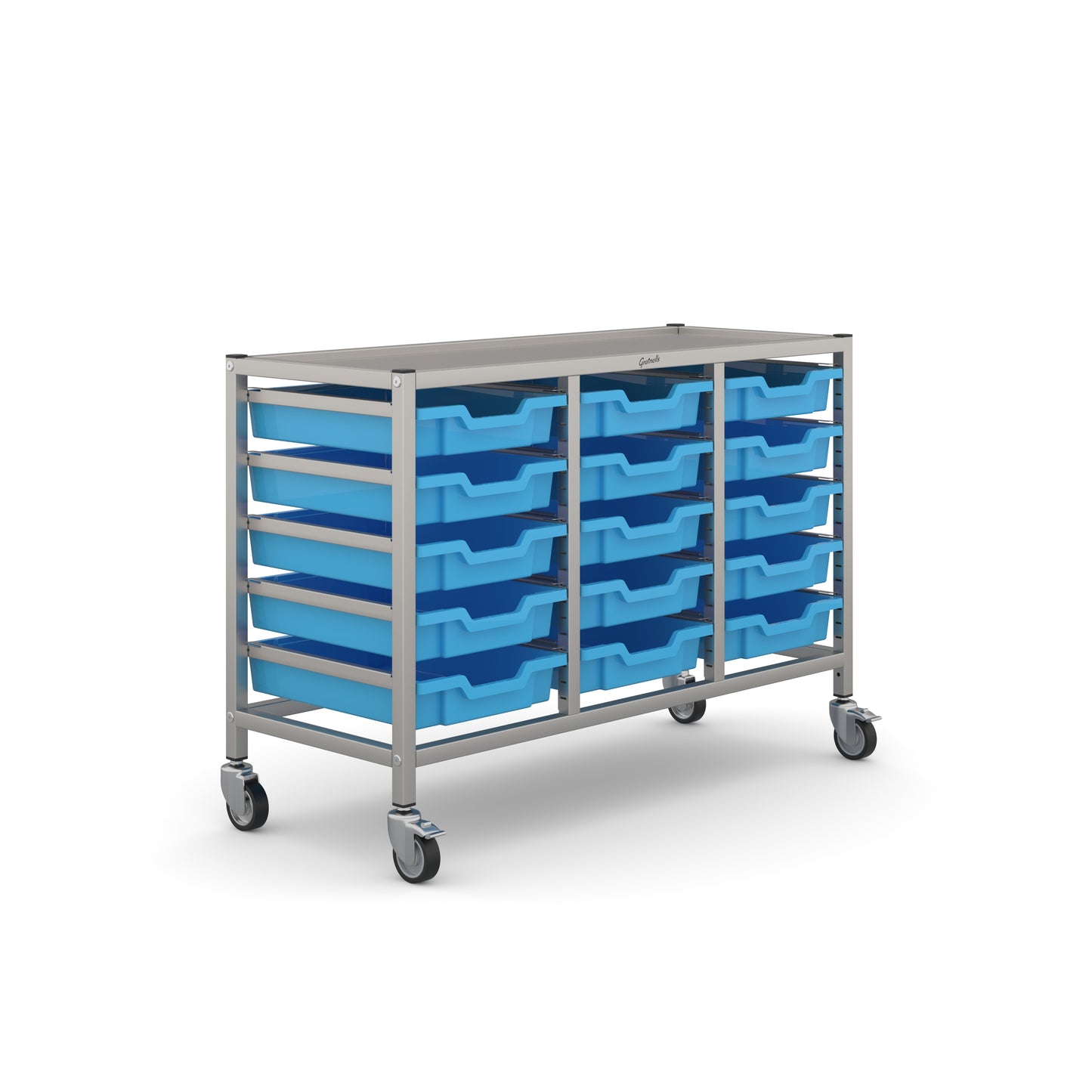 Gratnells Science Under Bench Treble Trolley 15 Shallow Trays