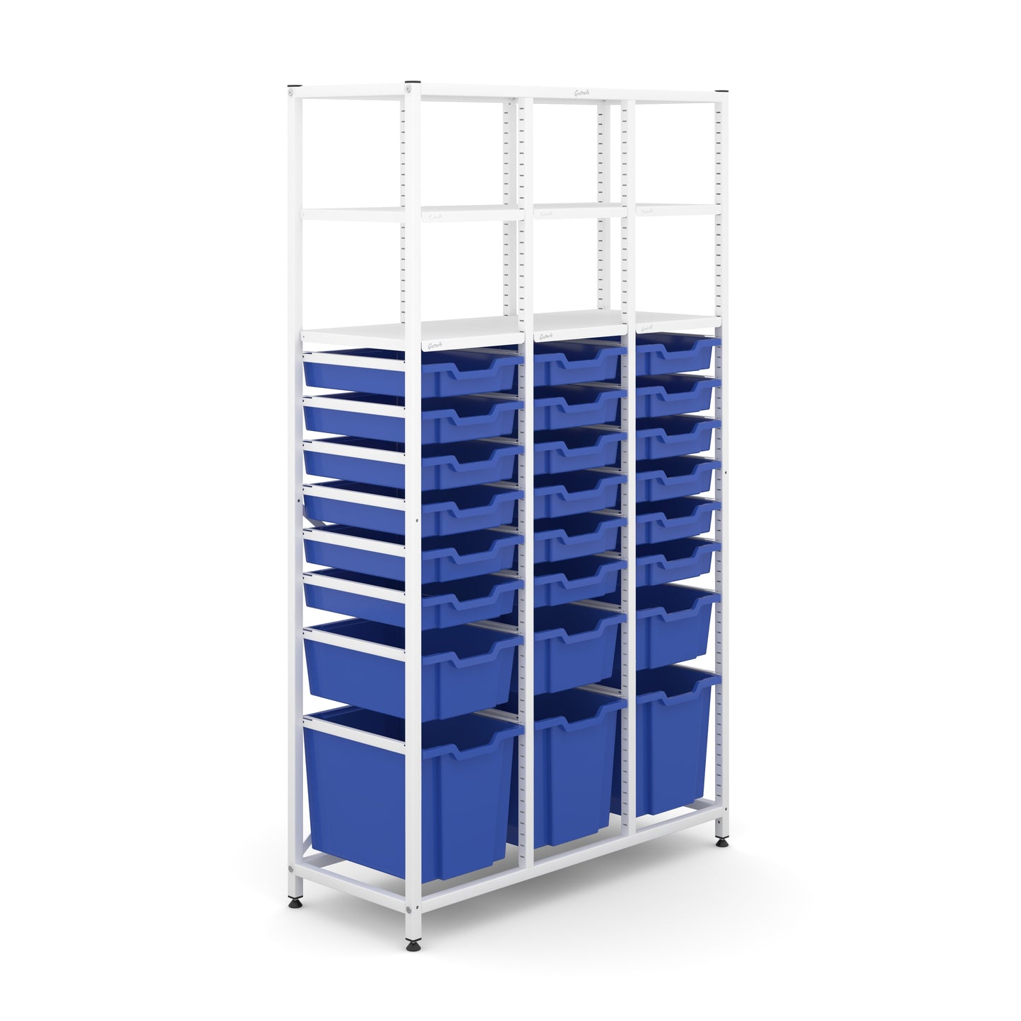 Gratnells Science Tall Treble Frame 6 Shelves 3 Jumbo 3 Deep & 18 Shallow Trays